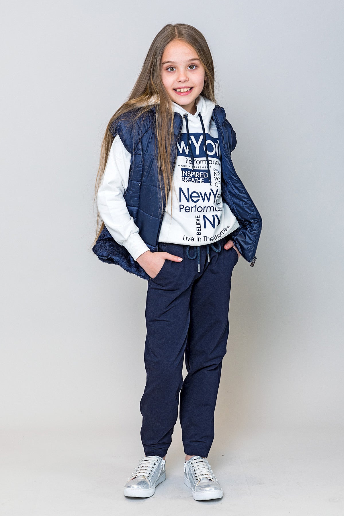 InCity Kids Kız Çocuk Kapüşonlu New York Baskılı Sweatshirt