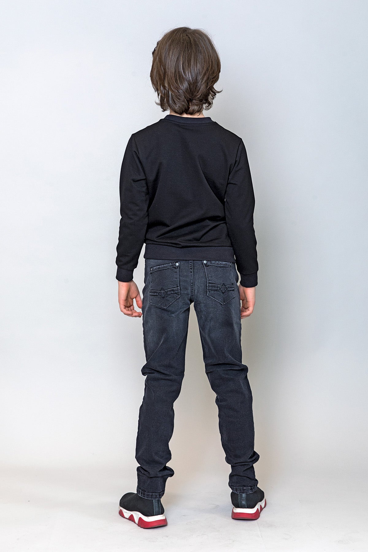 InCity Kids Erkek Çocuk Nakışlı ve Peluşlu Geometrik Desenli Sweatshirt