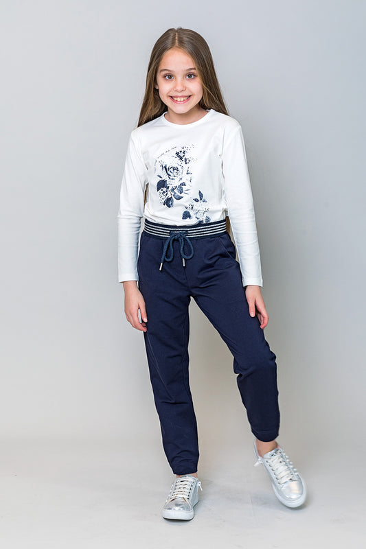 InCity Kids Kız Çocuk Sim Çizgi Paça Detaylı Eşofman Altı