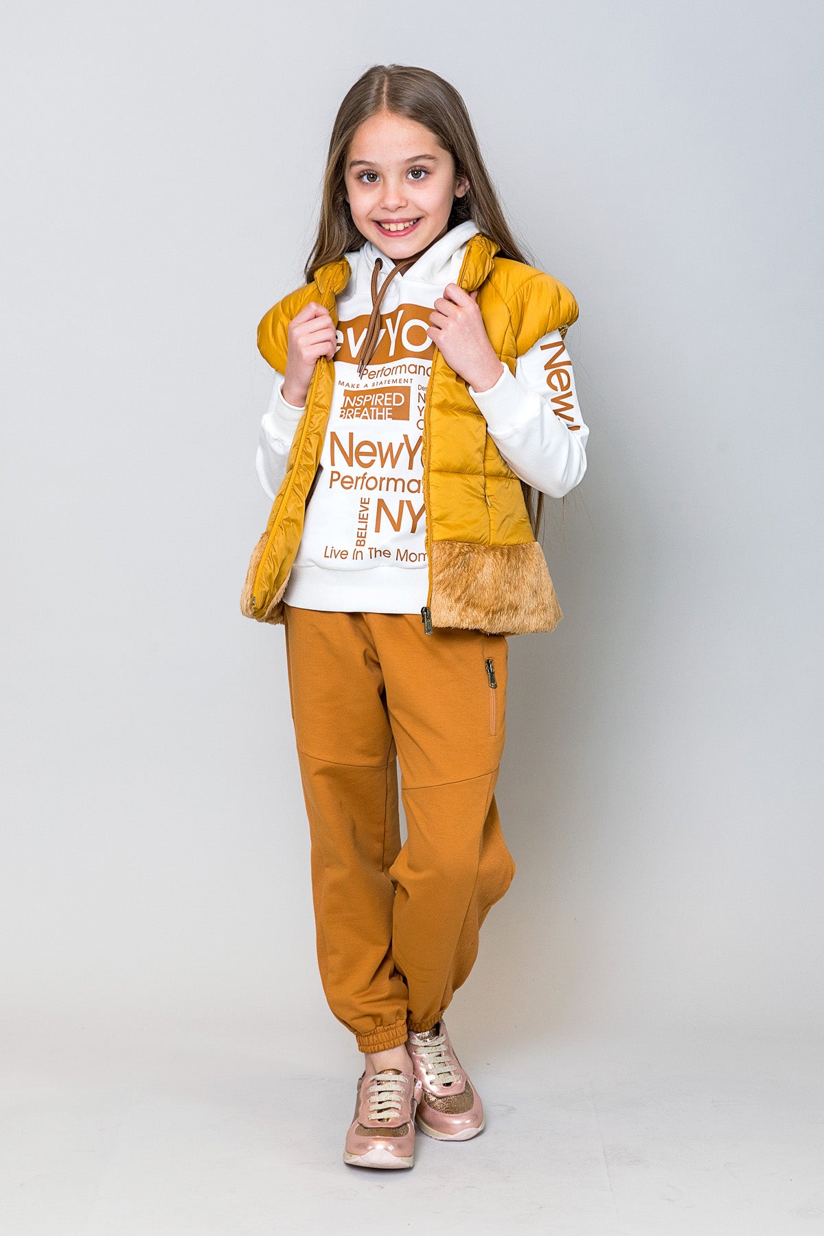 InCity Kids Kız Çocuk Kapüşonlu New York Baskılı Sweatshirt