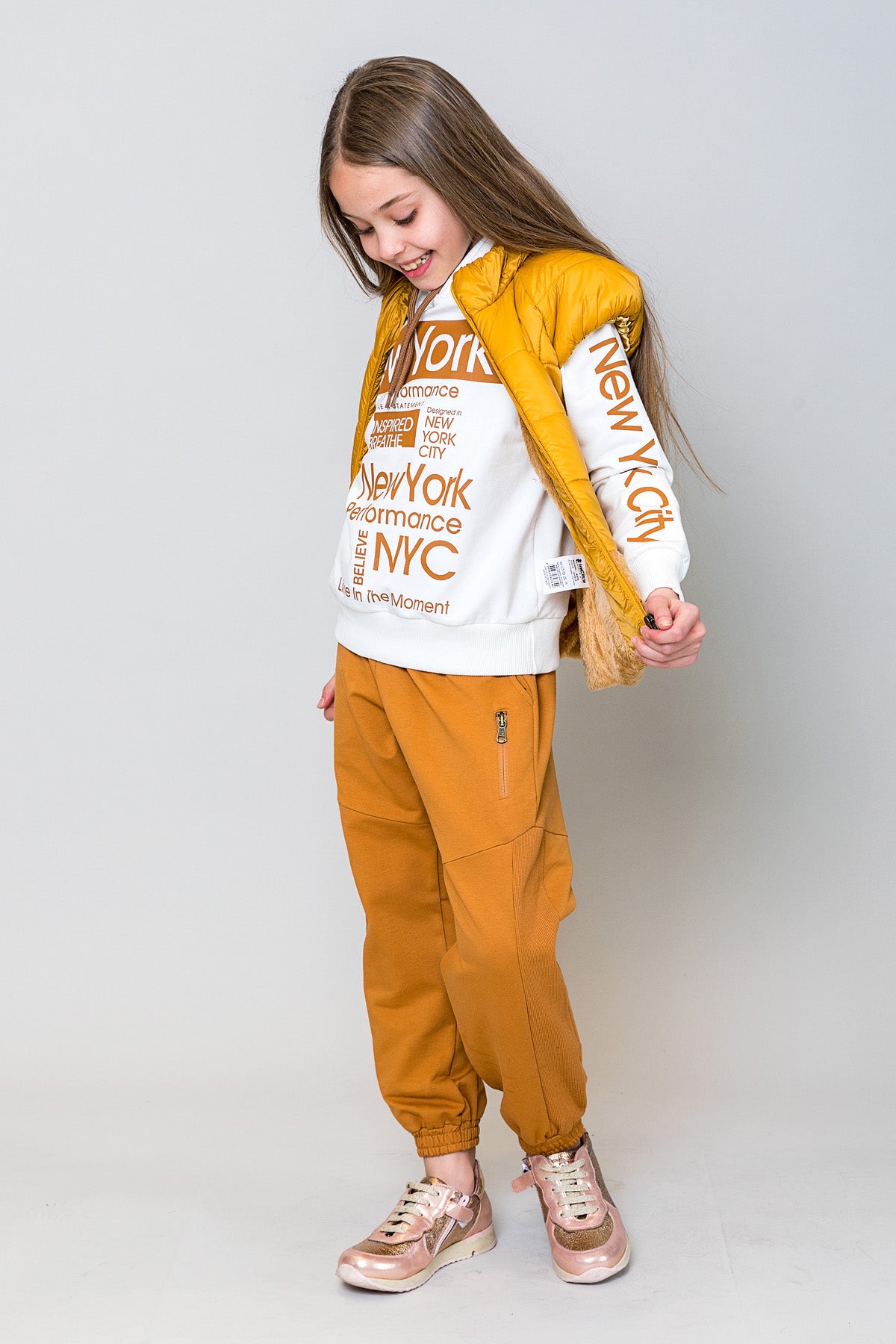 InCity Kids Kız Çocuk Kapüşonlu New York Baskılı Sweatshirt