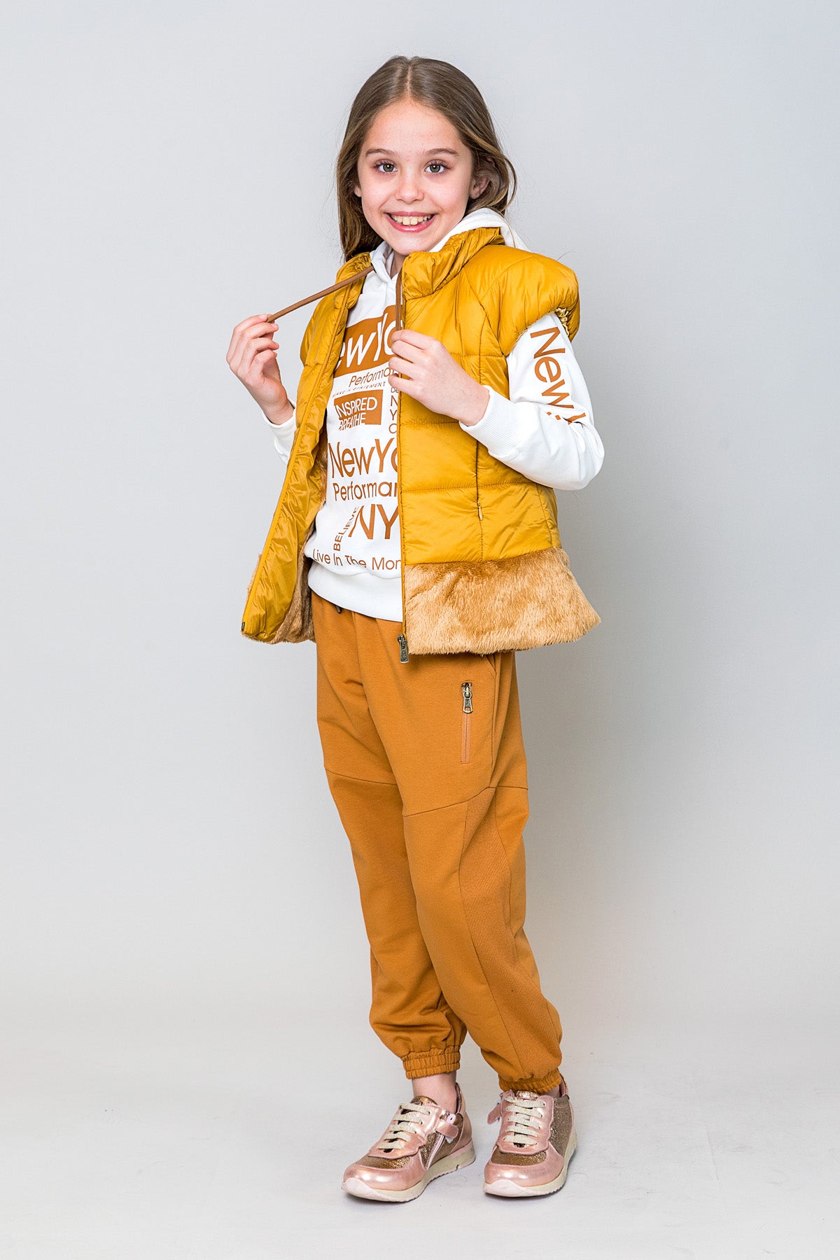 InCity Kids Kız Çocuk Kapüşonlu New York Baskılı Sweatshirt