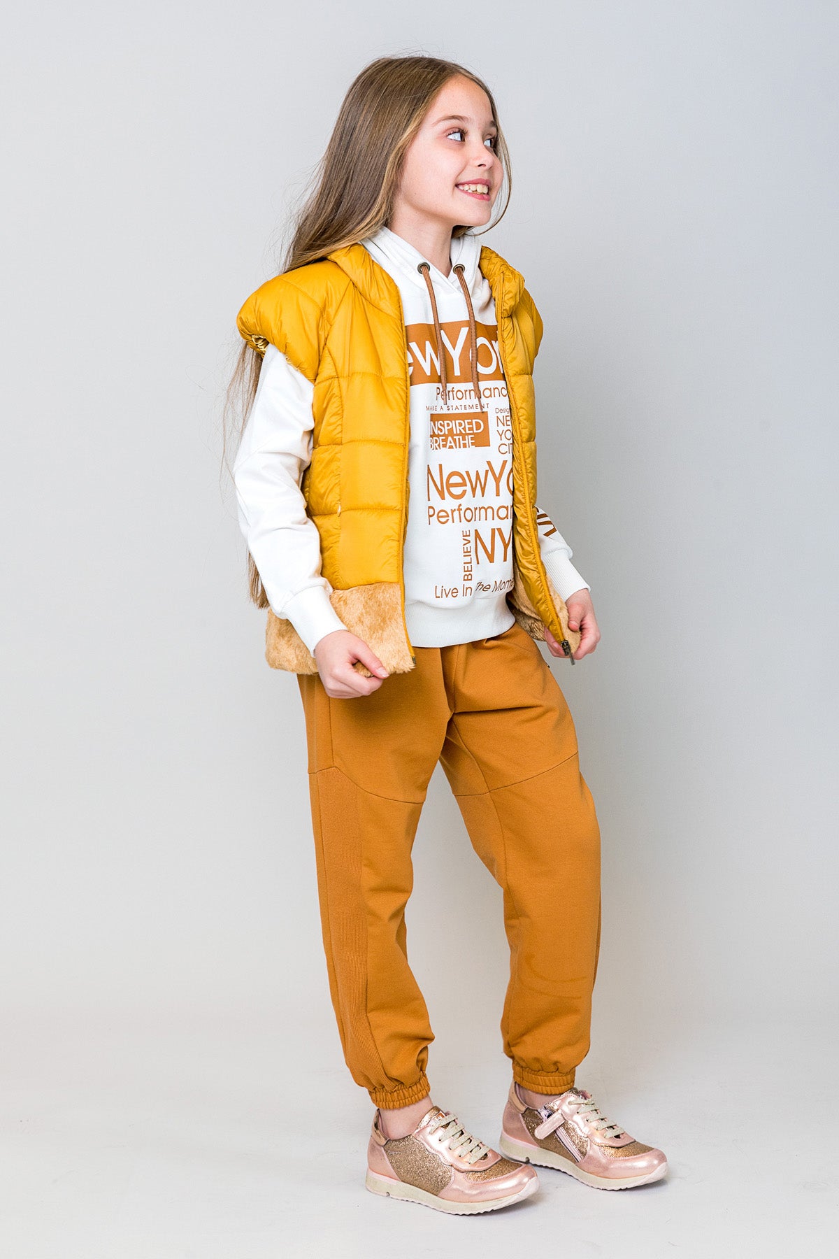 InCity Kids Kız Çocuk Kapüşonlu New York Baskılı Sweatshirt