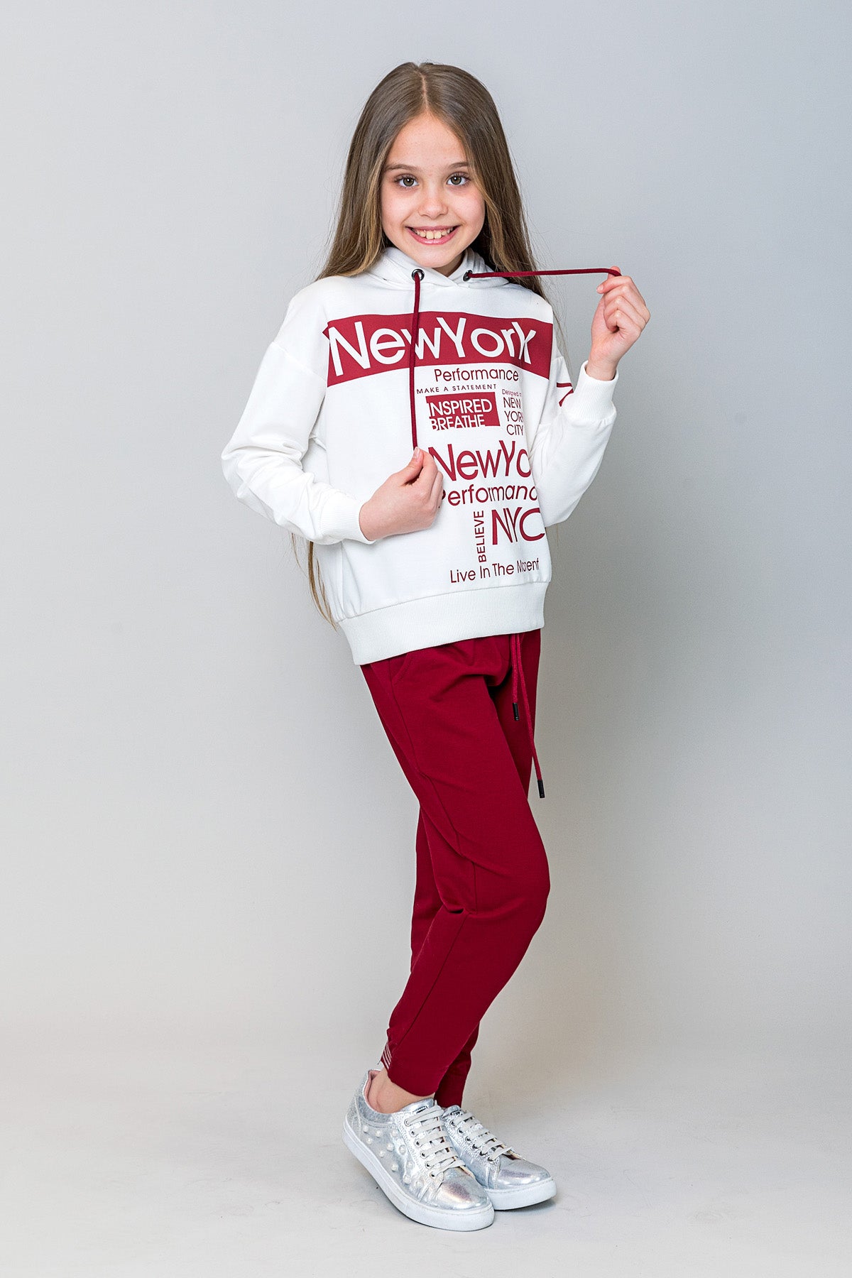 InCity Kids Kız Çocuk Kapüşonlu New York Baskılı Sweatshirt