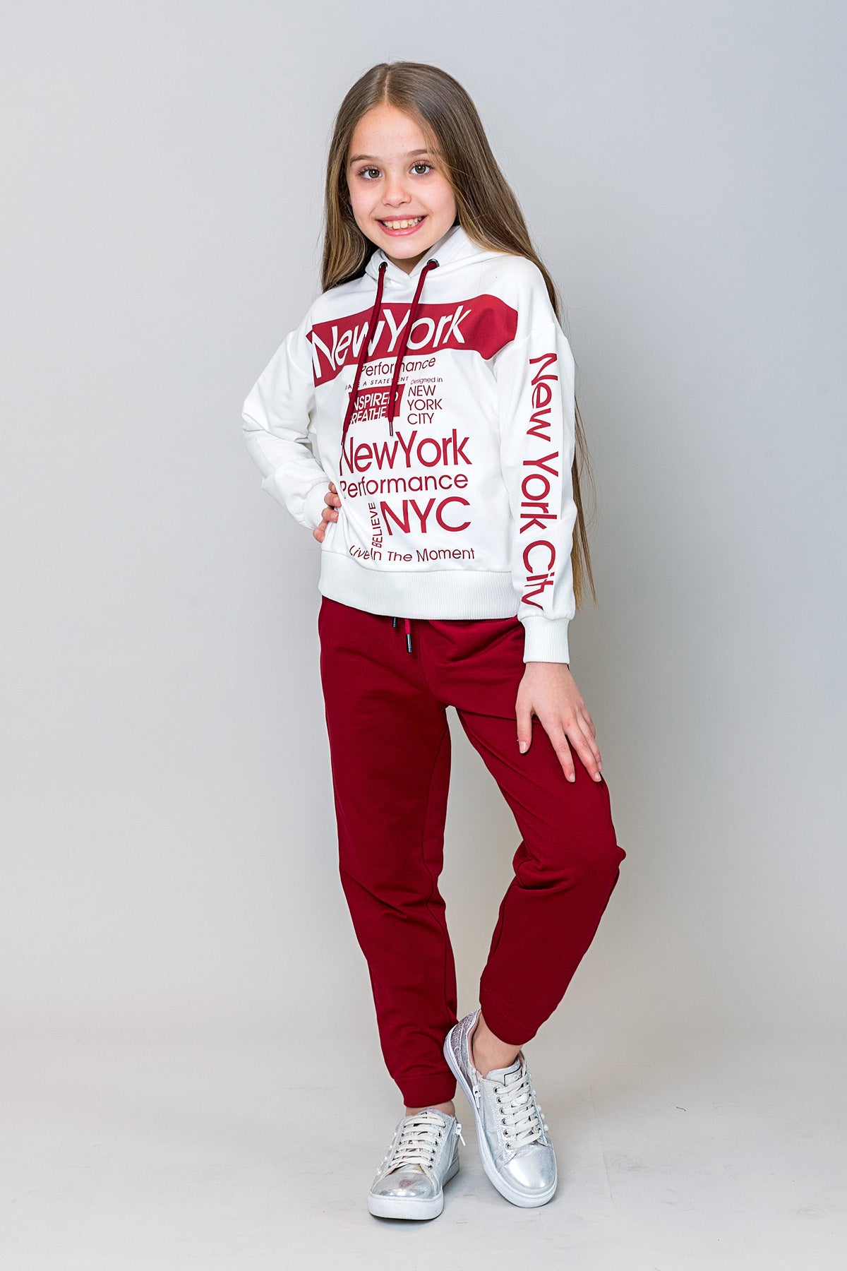InCity Kids Kız Çocuk Kapüşonlu New York Baskılı Sweatshirt