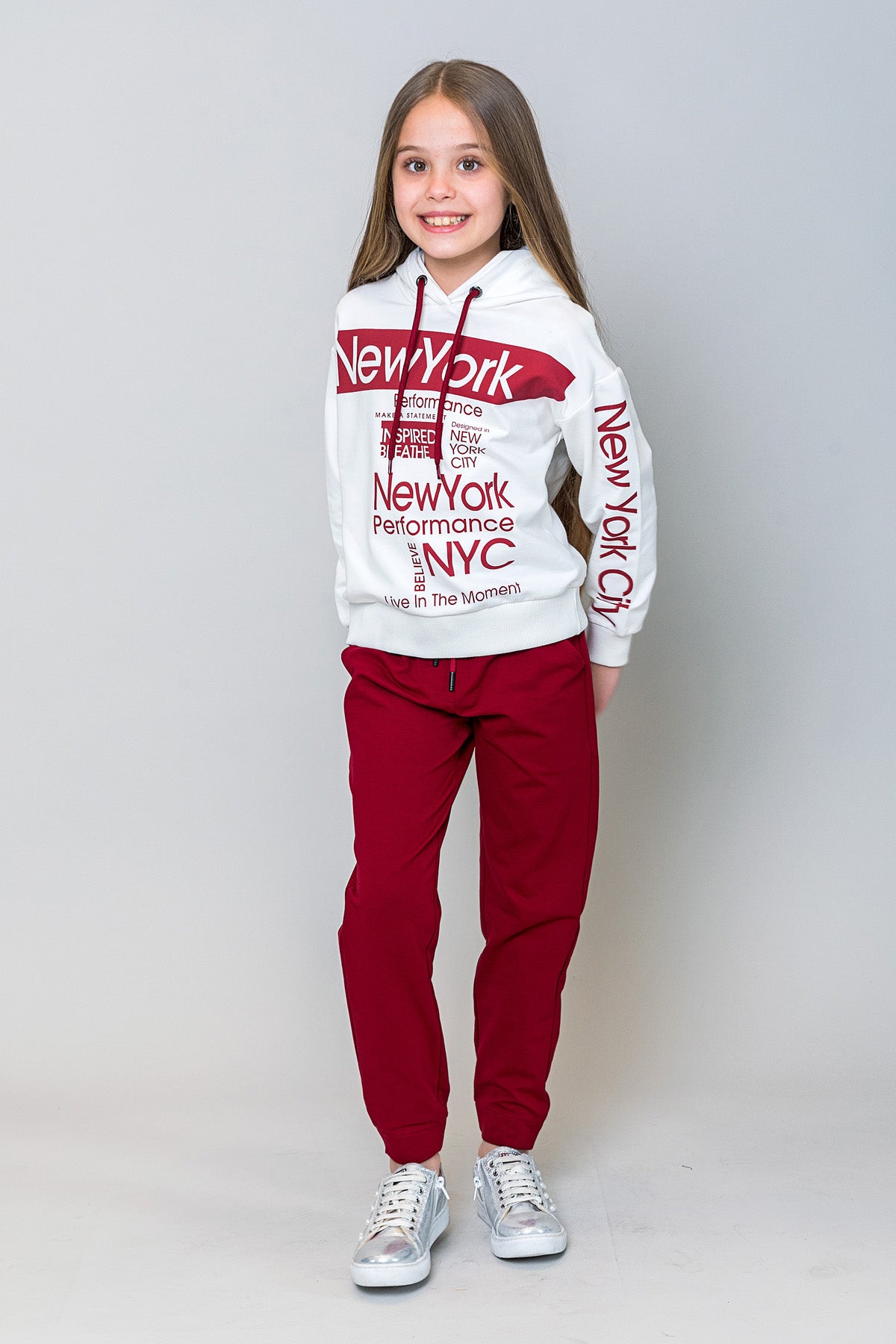 InCity Kids Kız Çocuk Kapüşonlu New York Baskılı Sweatshirt