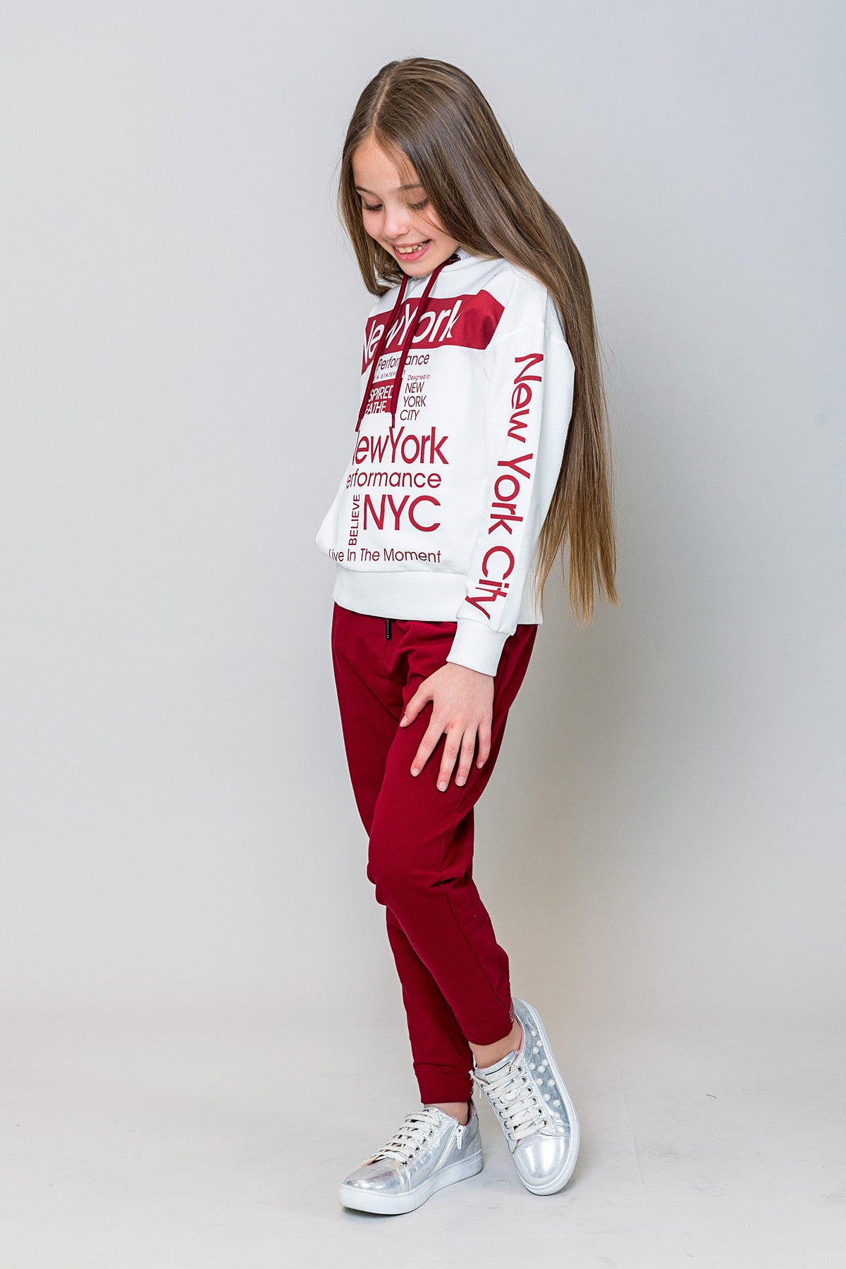 InCity Kids Kız Çocuk Kapüşonlu New York Baskılı Sweatshirt