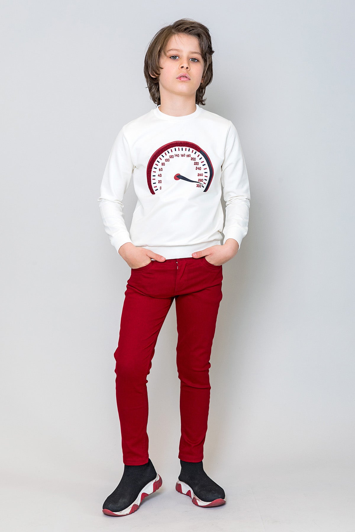 InCity Kids Erkek Çocuk Beli Ayarlanabilir Arka Cep Nakış Detaylı Pantalon