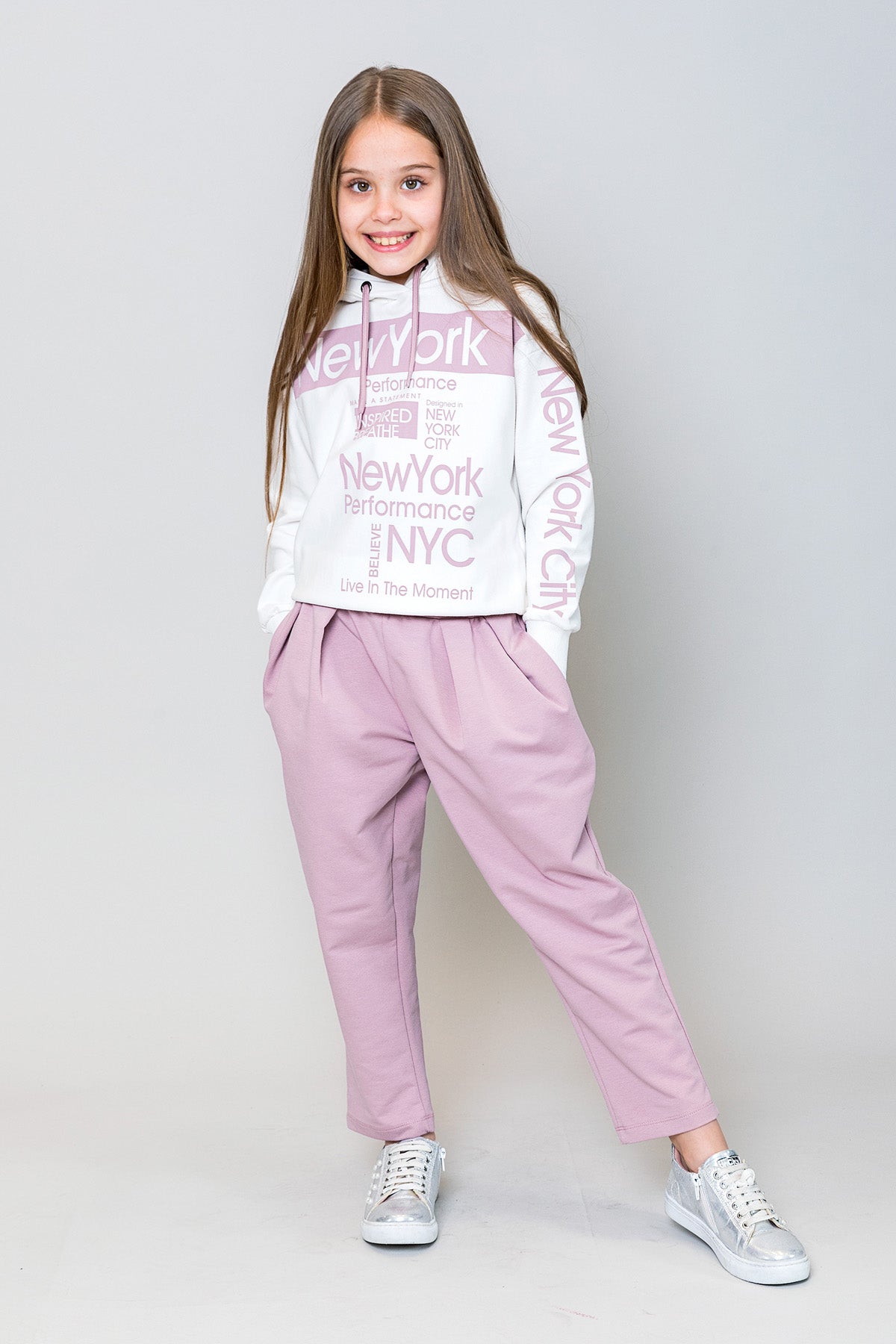 InCity Kids Kız Çocuk Kapüşonlu New York Baskılı Sweatshirt