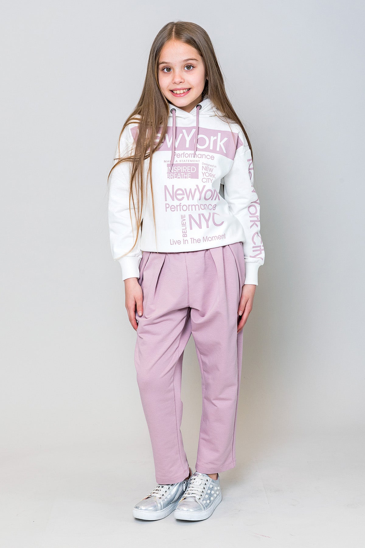 InCity Kids Kız Çocuk Kapüşonlu New York Baskılı Sweatshirt