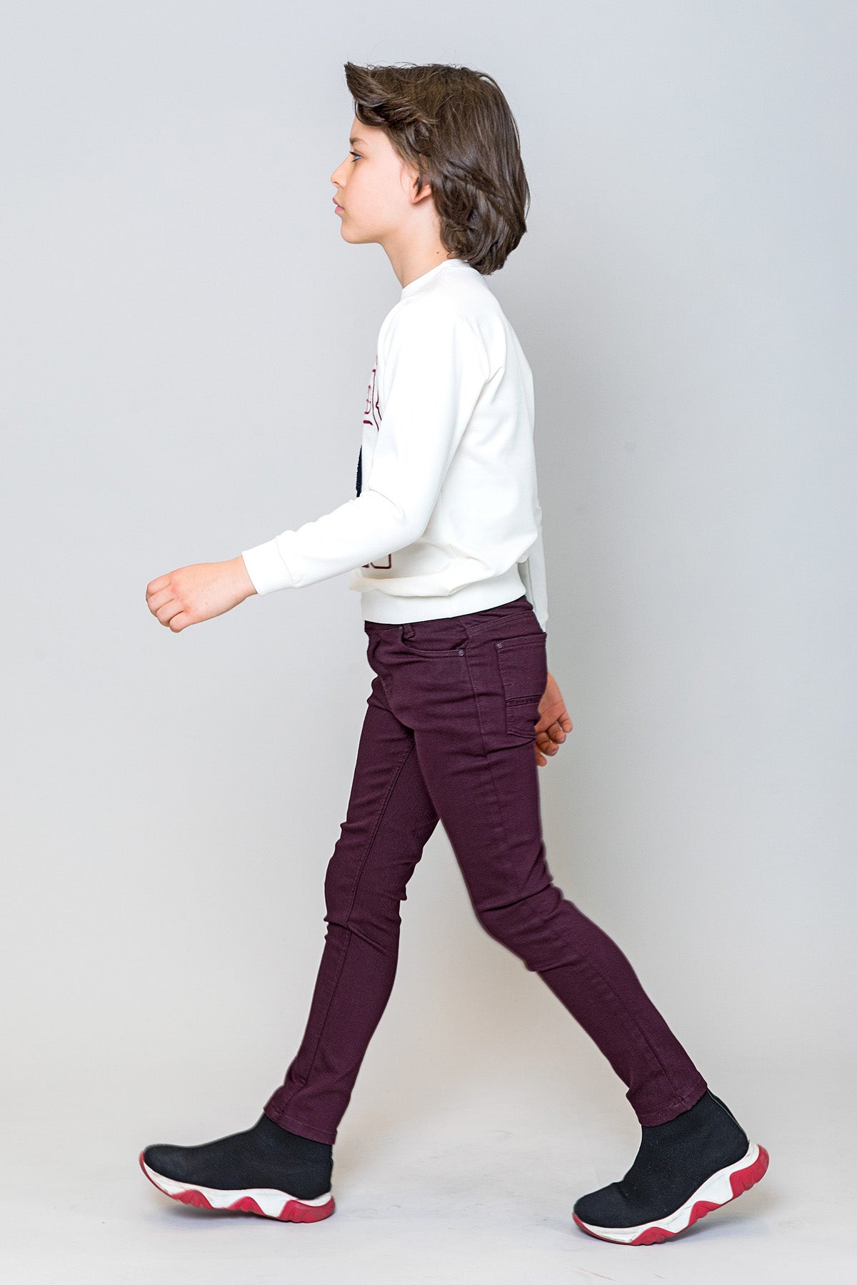 InCity Kids Erkek Çocuk Gülen Pizza Dilim Nakışlı Ekru Sweatshirt