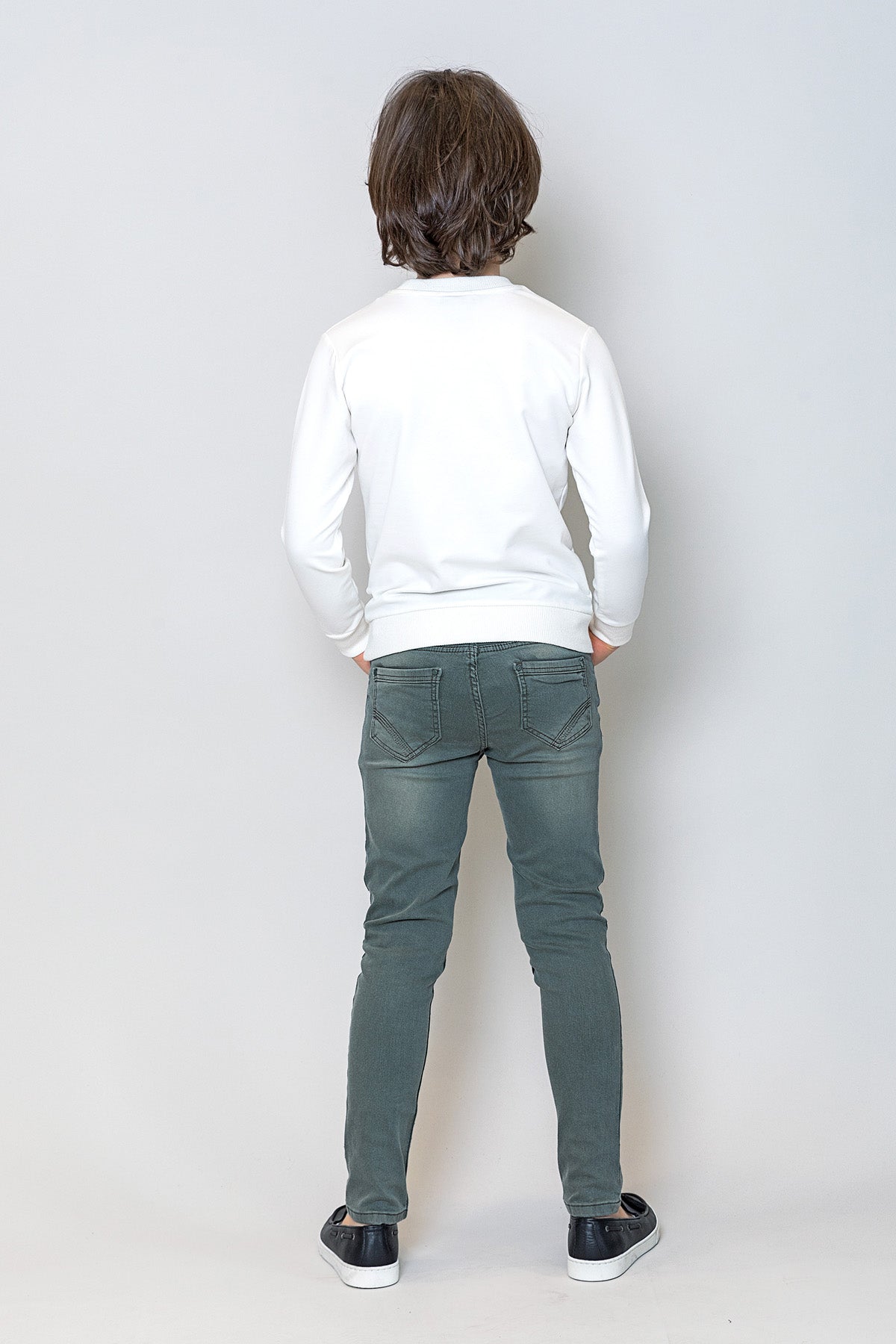 InCity Kids Erkek Çocuk Gözlük Nakışlı Detaylı Ekru Sweatshirt