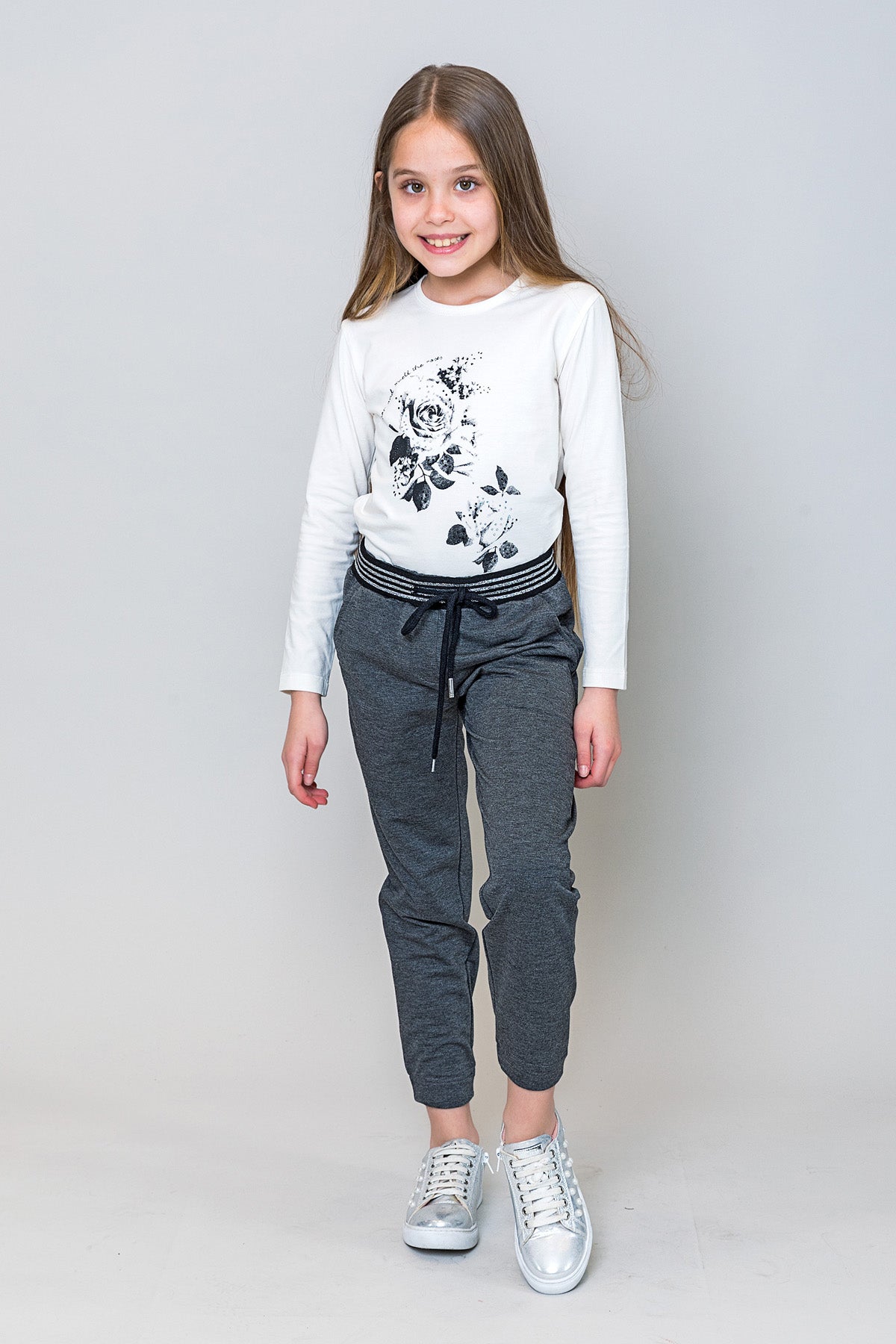 InCity Kids Kız Çocuk Sim Çizgi Paça Detaylı Eşofman Altı