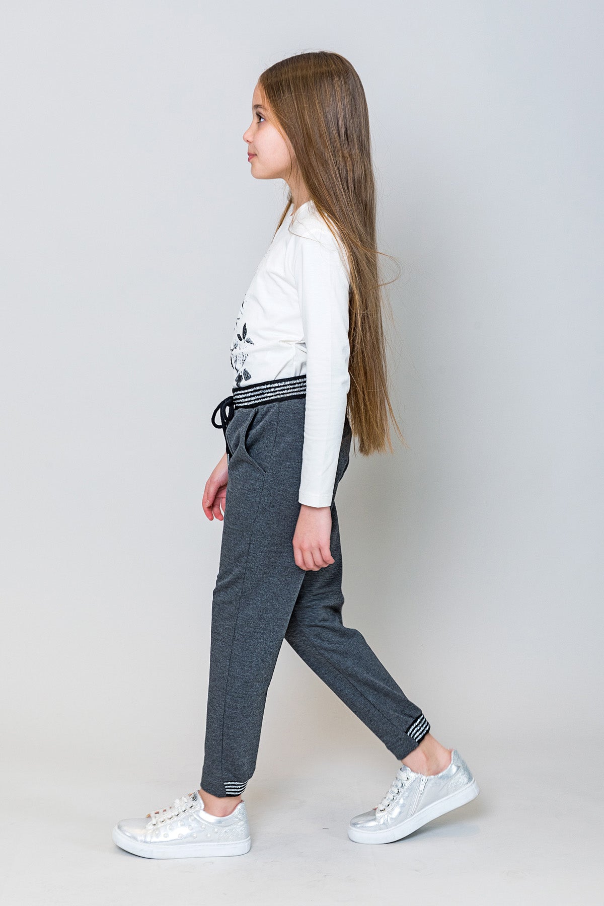 InCity Kids Kız Çocuk Sim Çizgi Paça Detaylı Eşofman Altı