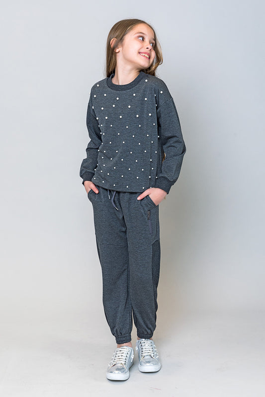 InCity Kids Kız Çocuk Fermuar Detaylı Jogger Eşofman Altı