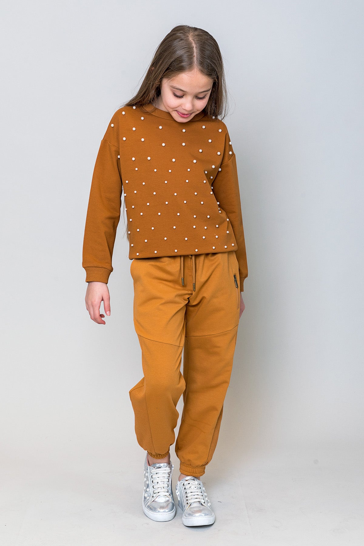 InCity Kids Kız Çocuk İncili Sweatshirt