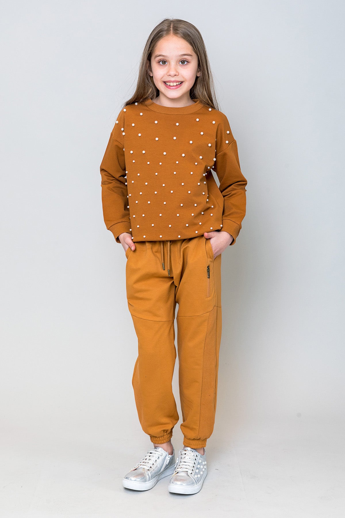 InCity Kids Kız Çocuk İncili Sweatshirt
