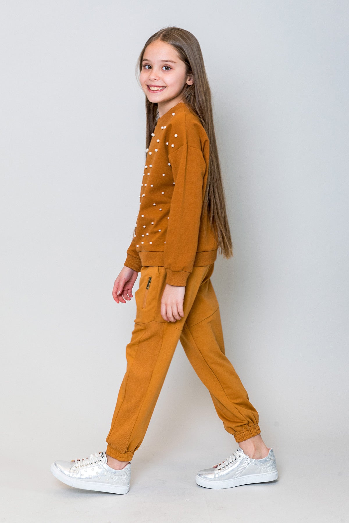 InCity Kids Kız Çocuk İncili Sweatshirt