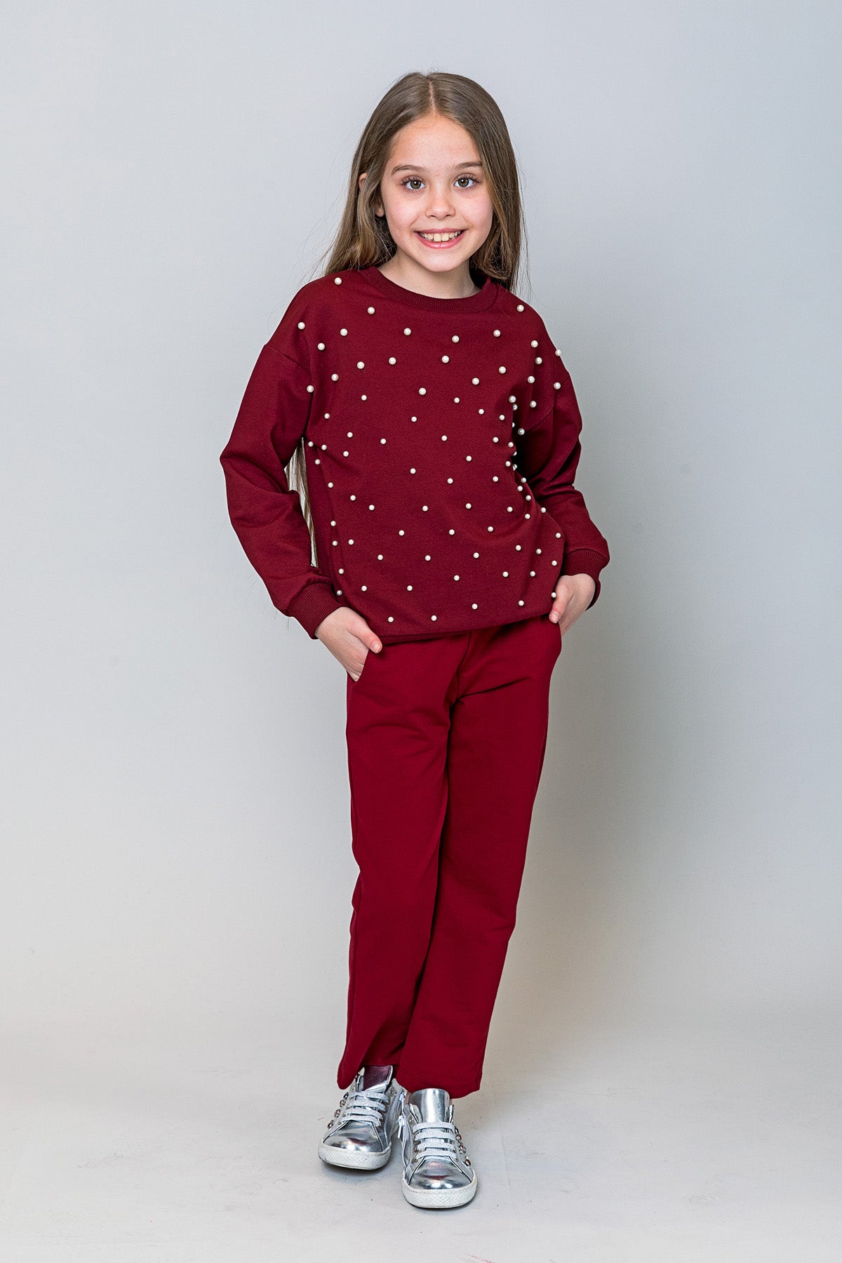 InCity Kids Kız Çocuk İncili Sweatshirt