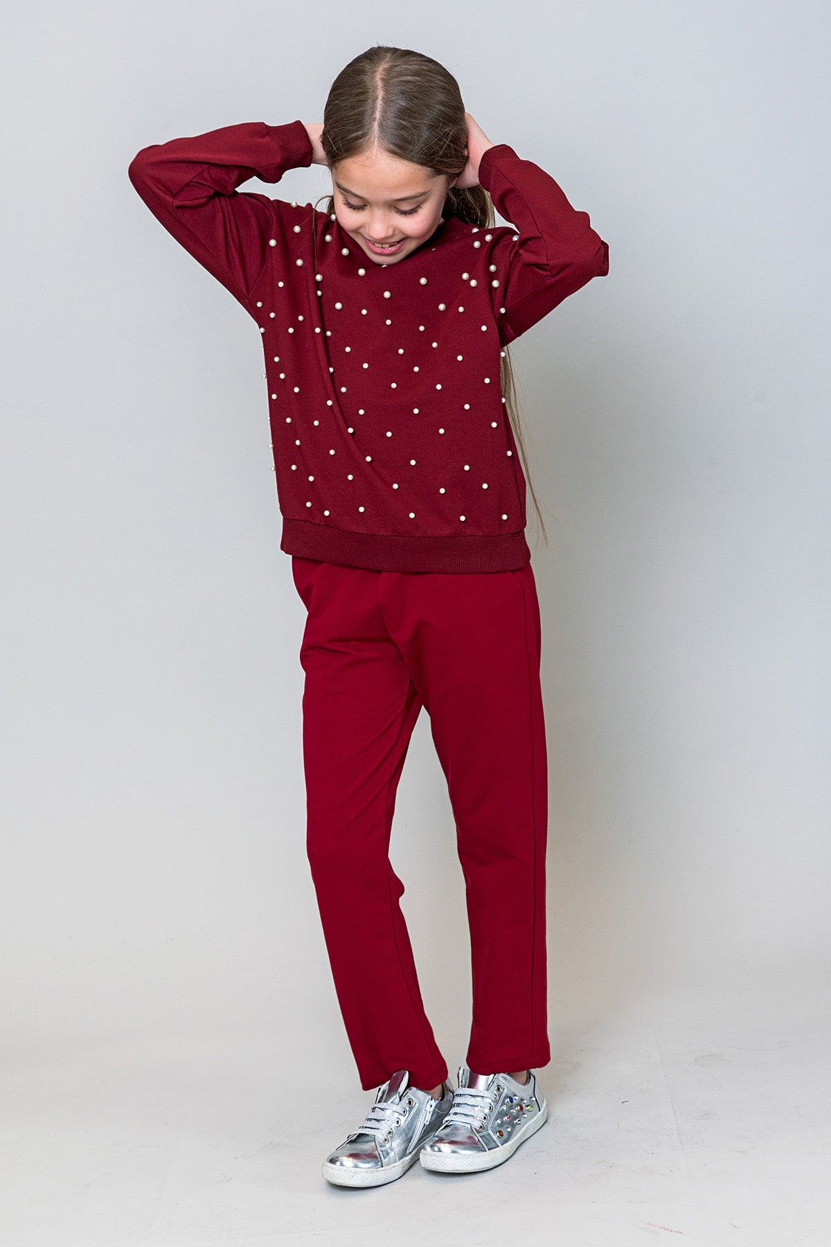 InCity Kids Kız Çocuk İncili Sweatshirt