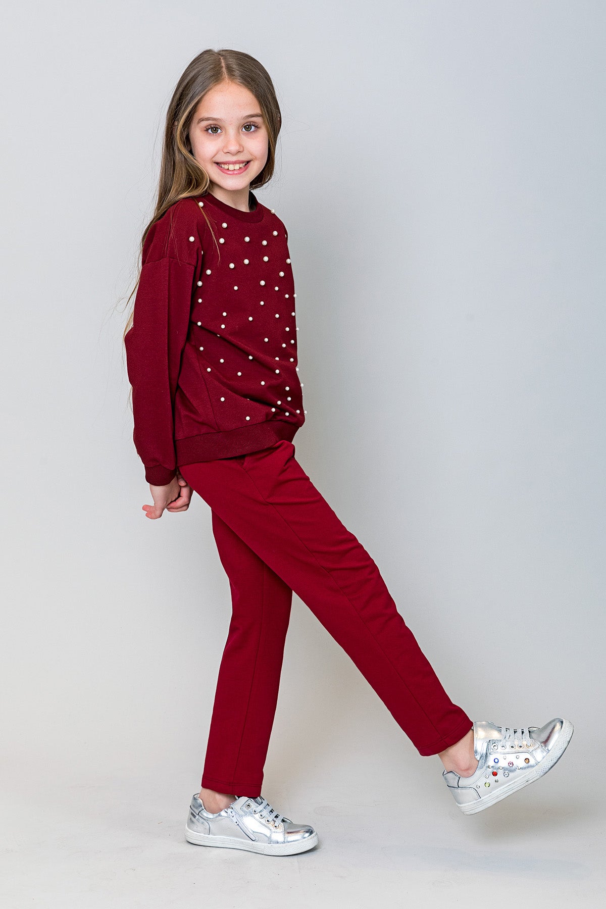 InCity Kids Kız Çocuk İncili Sweatshirt