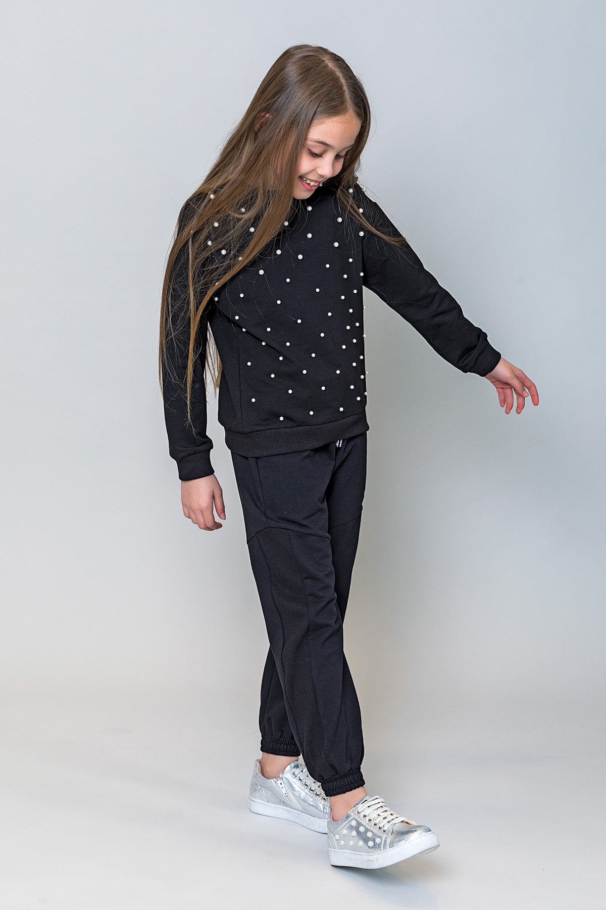 InCity Kids Kız Çocuk İncili Sweatshirt