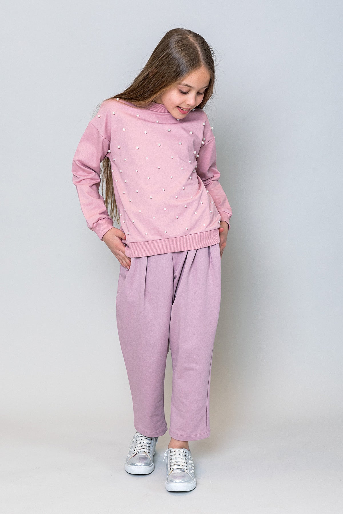 InCity Kids Kız Çocuk İncili Sweatshirt
