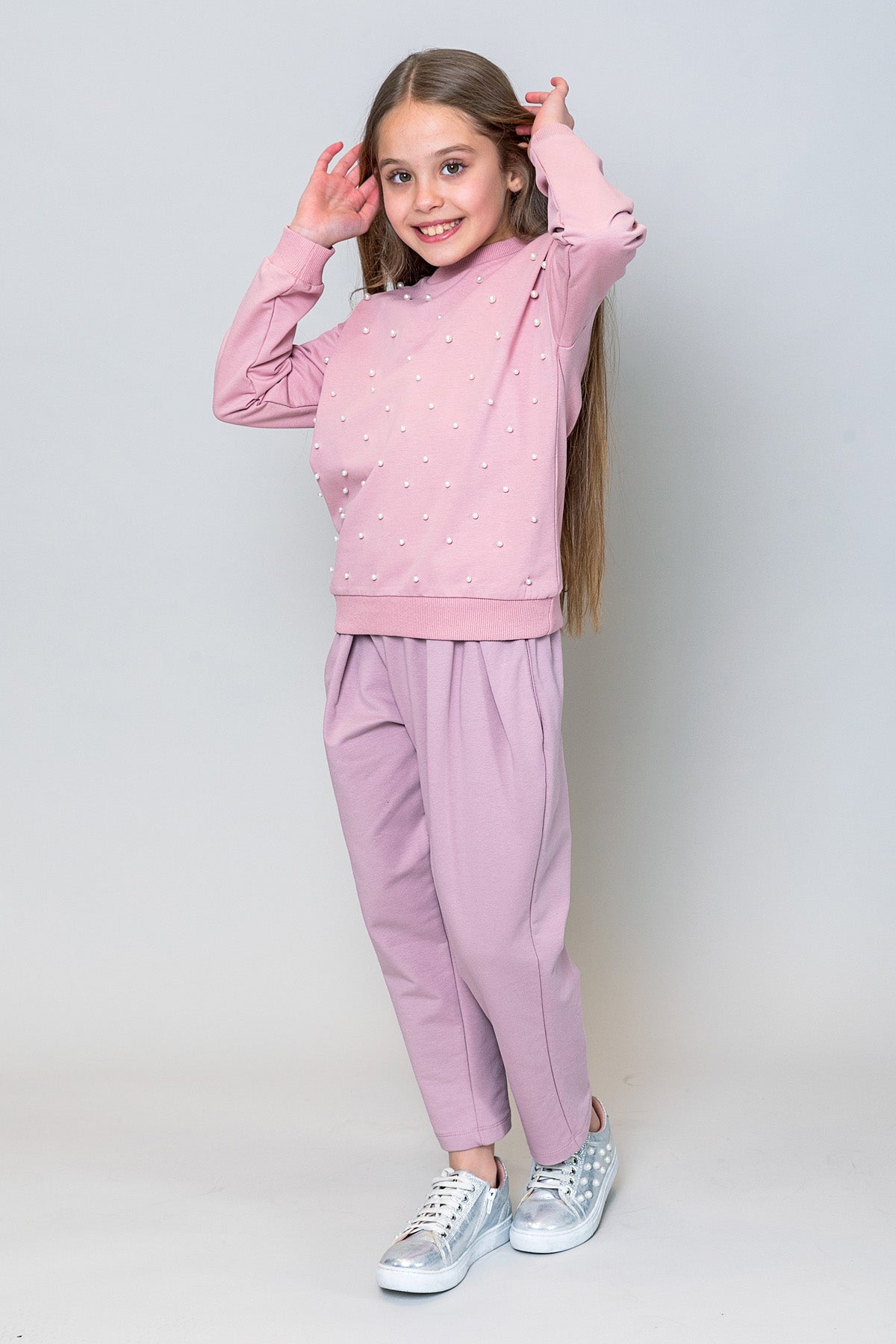 InCity Kids Kız Çocuk İncili Sweatshirt