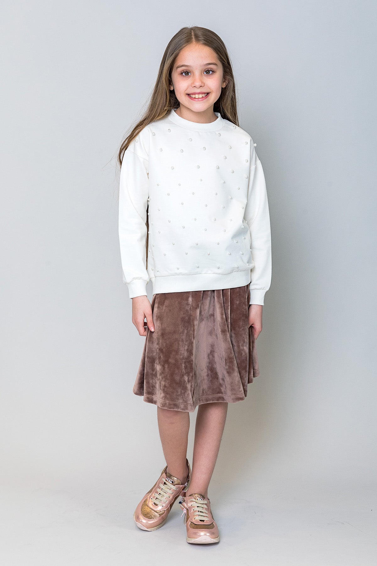 InCity Kids Kız Çocuk Volanlı Kadife Etek