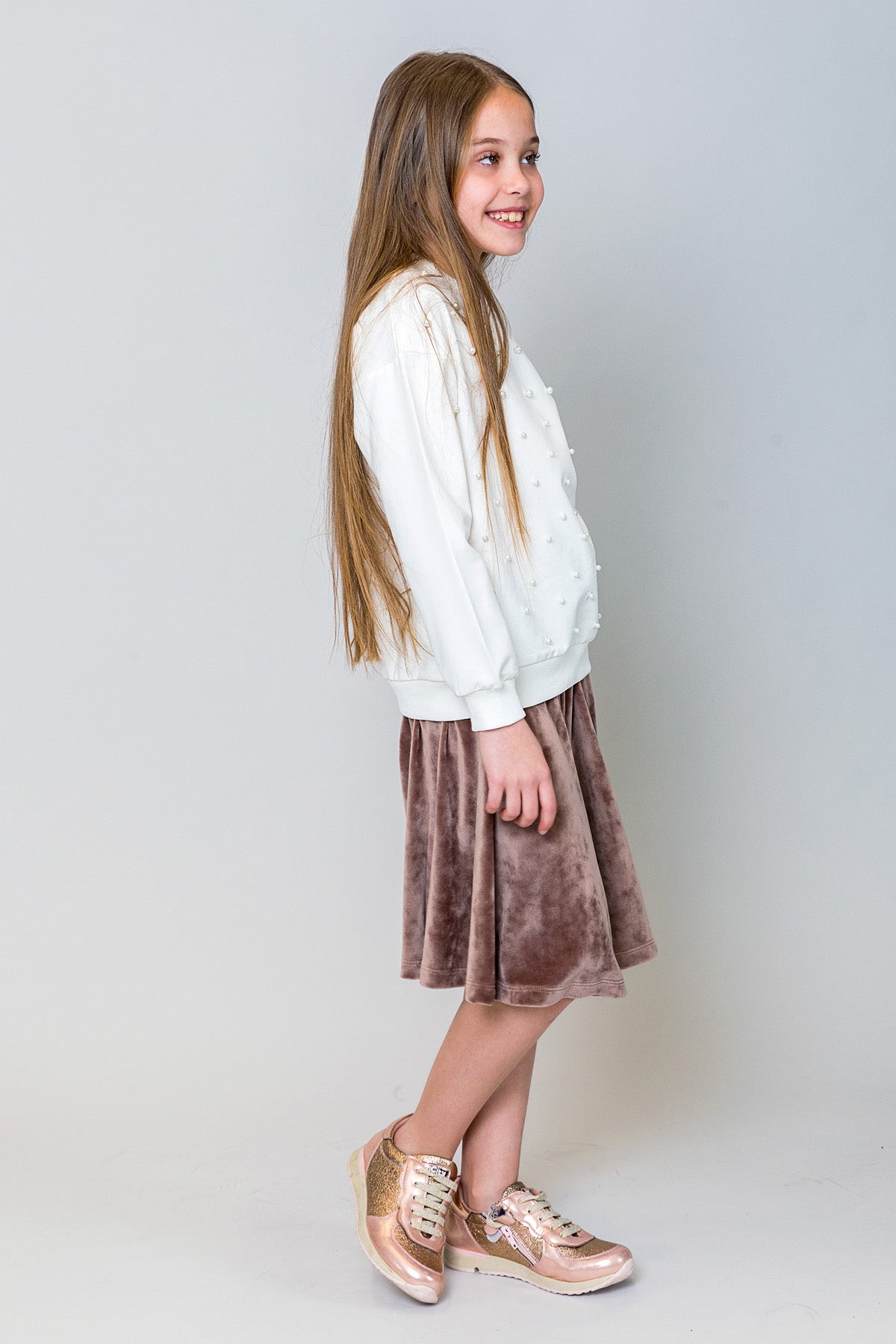 InCity Kids Kız Çocuk Volanlı Kadife Etek