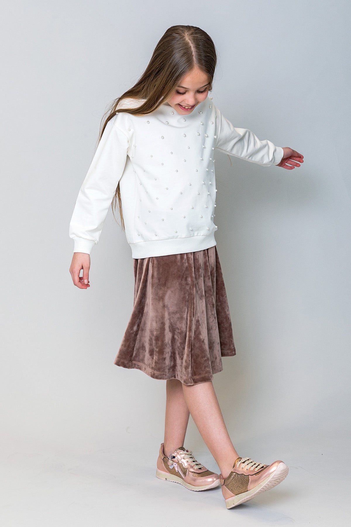 InCity Kids Kız Çocuk Volanlı Kadife Etek