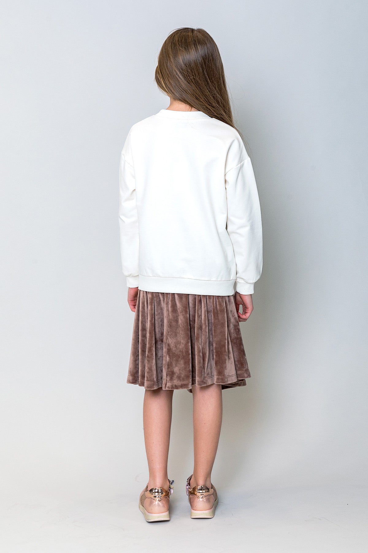 InCity Kids Kız Çocuk Volanlı Kadife Etek