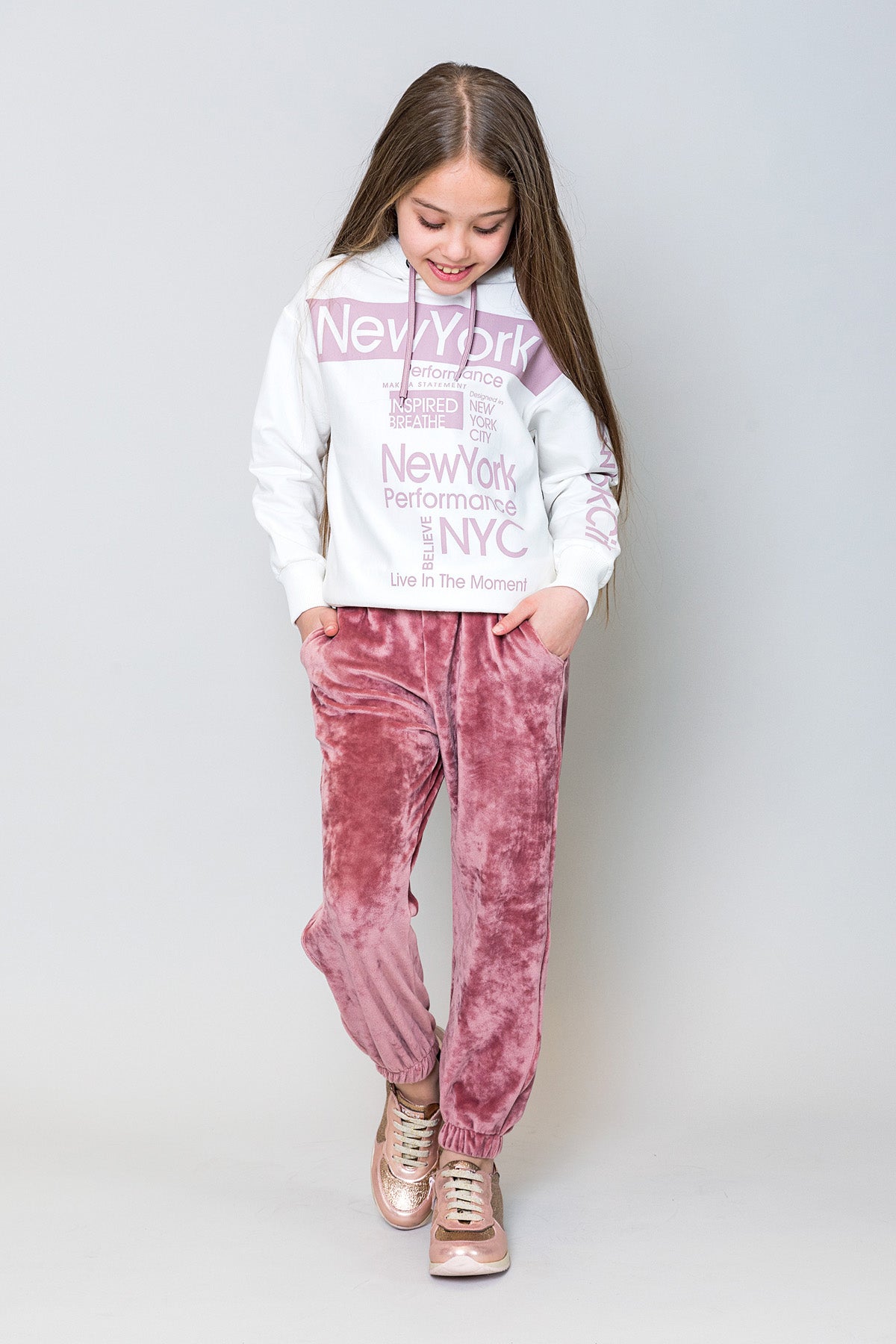 InCity Kids Kız Çocuk Kadife Jogger Eşofman Altı