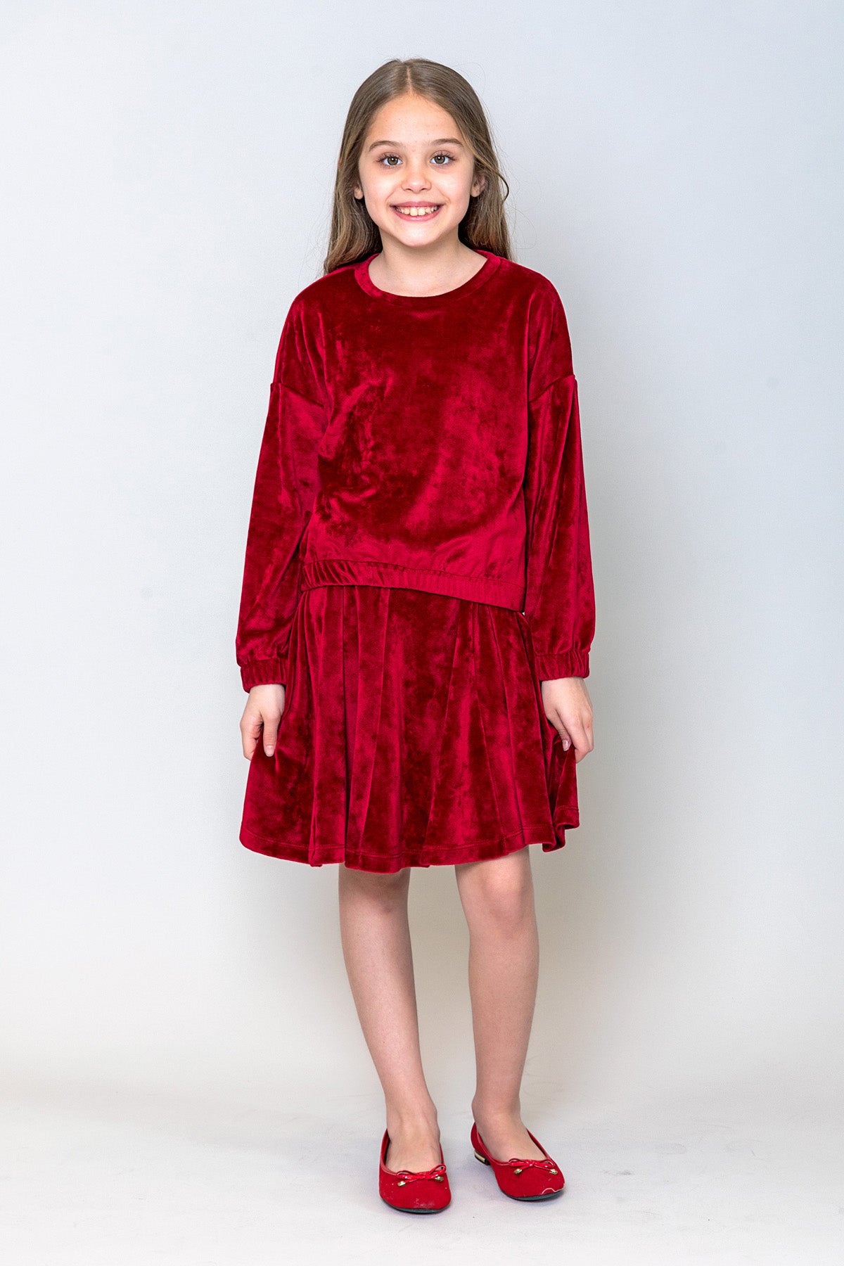 InCity Kids Kız Çocuk Volanlı Kadife Etek