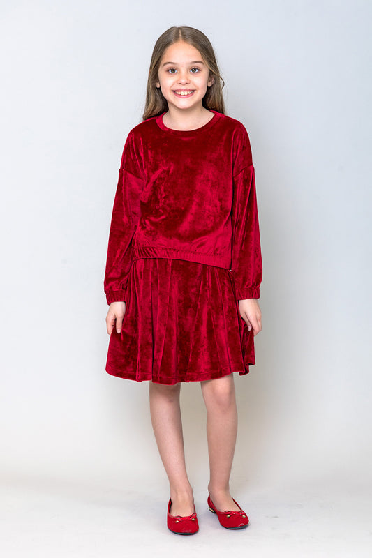 InCity Kids Kız Çocuk Volanlı Kadife Etek