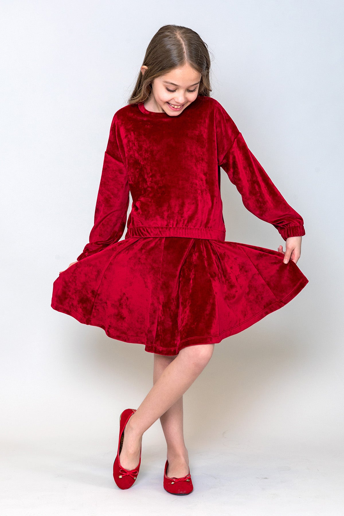 InCity Kids Kız Çocuk Volanlı Kadife Etek