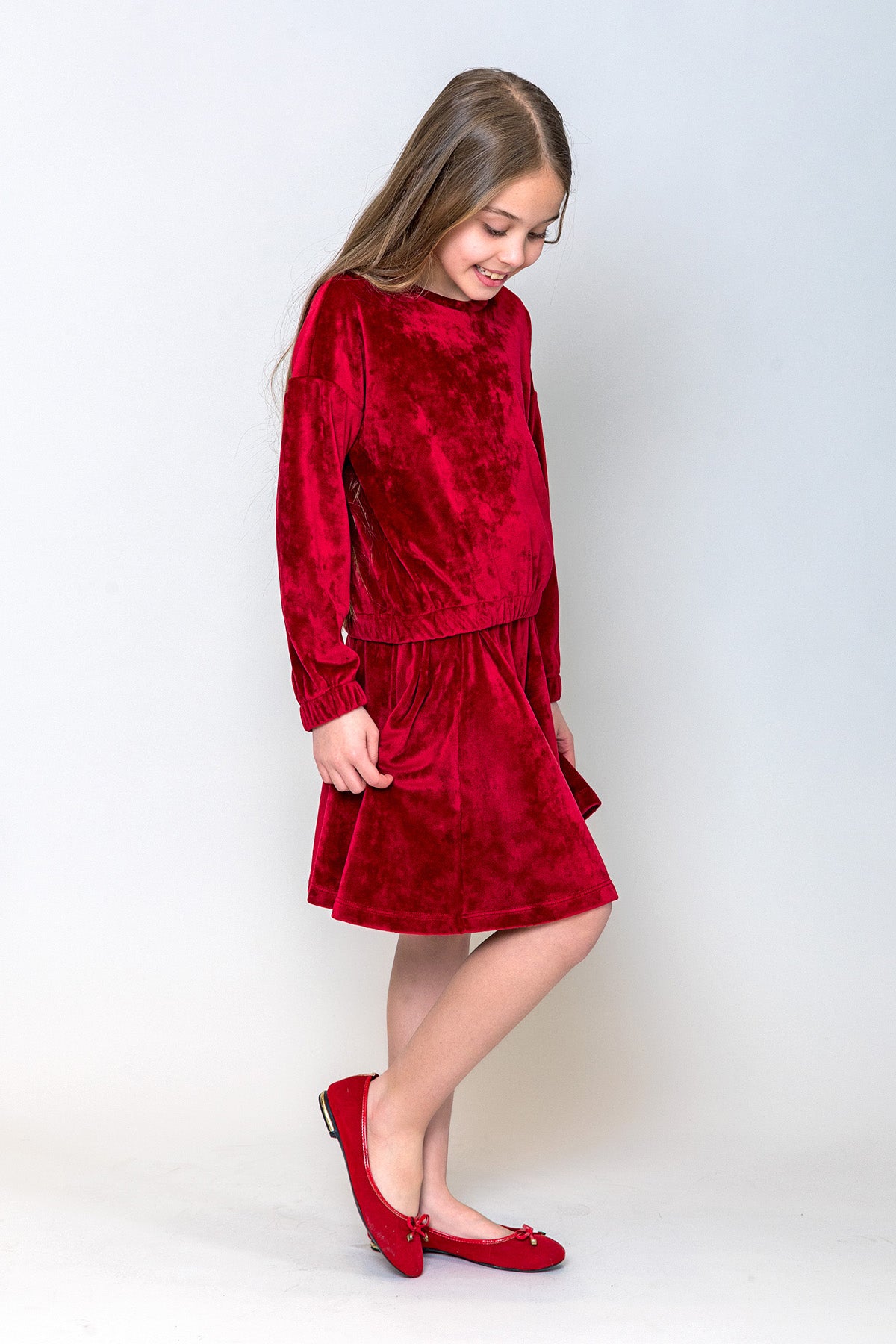 InCity Kids Kız Çocuk Volanlı Kadife Etek