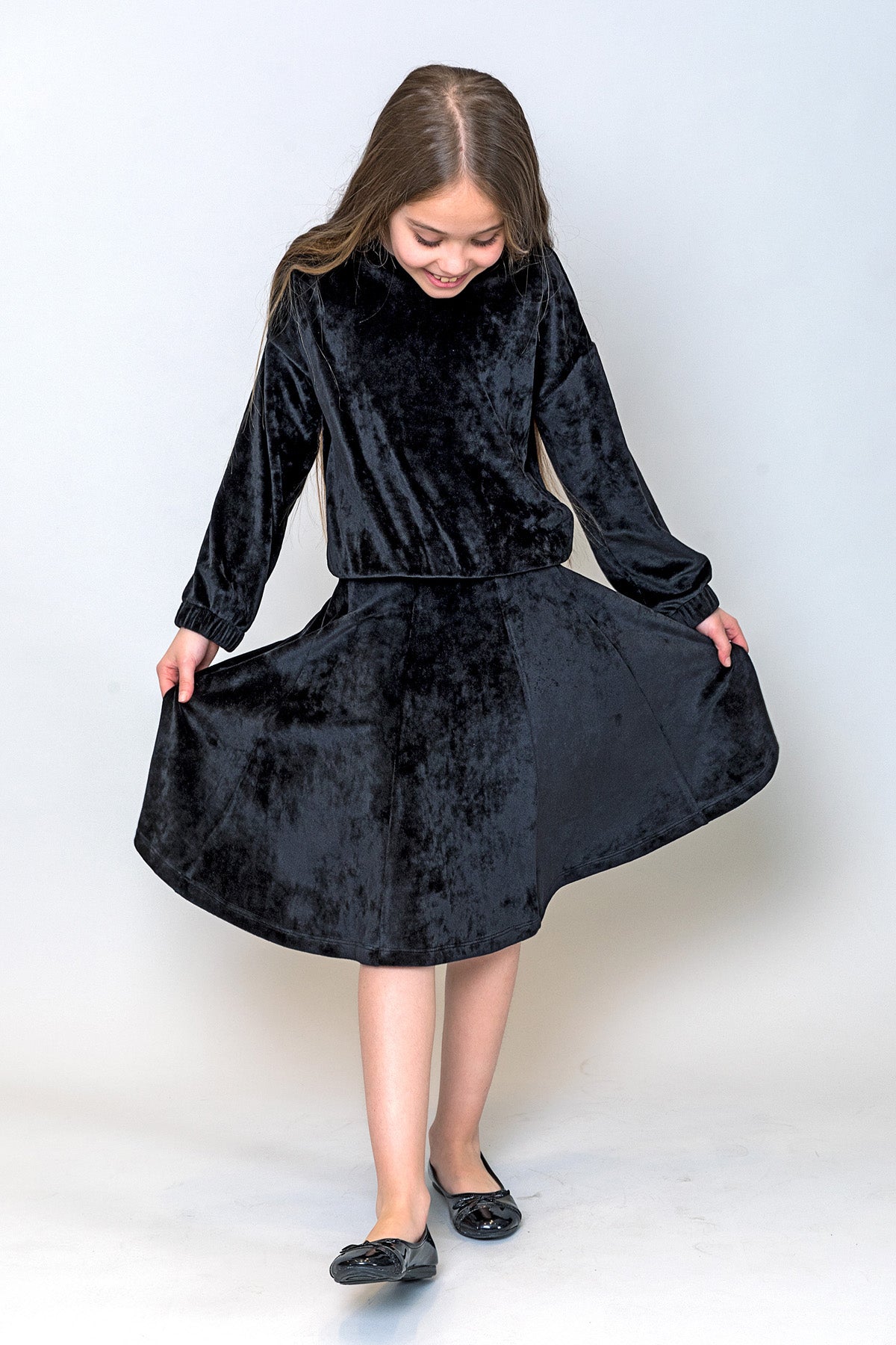 InCity Kids Kız Çocuk Volanlı Kadife Etek