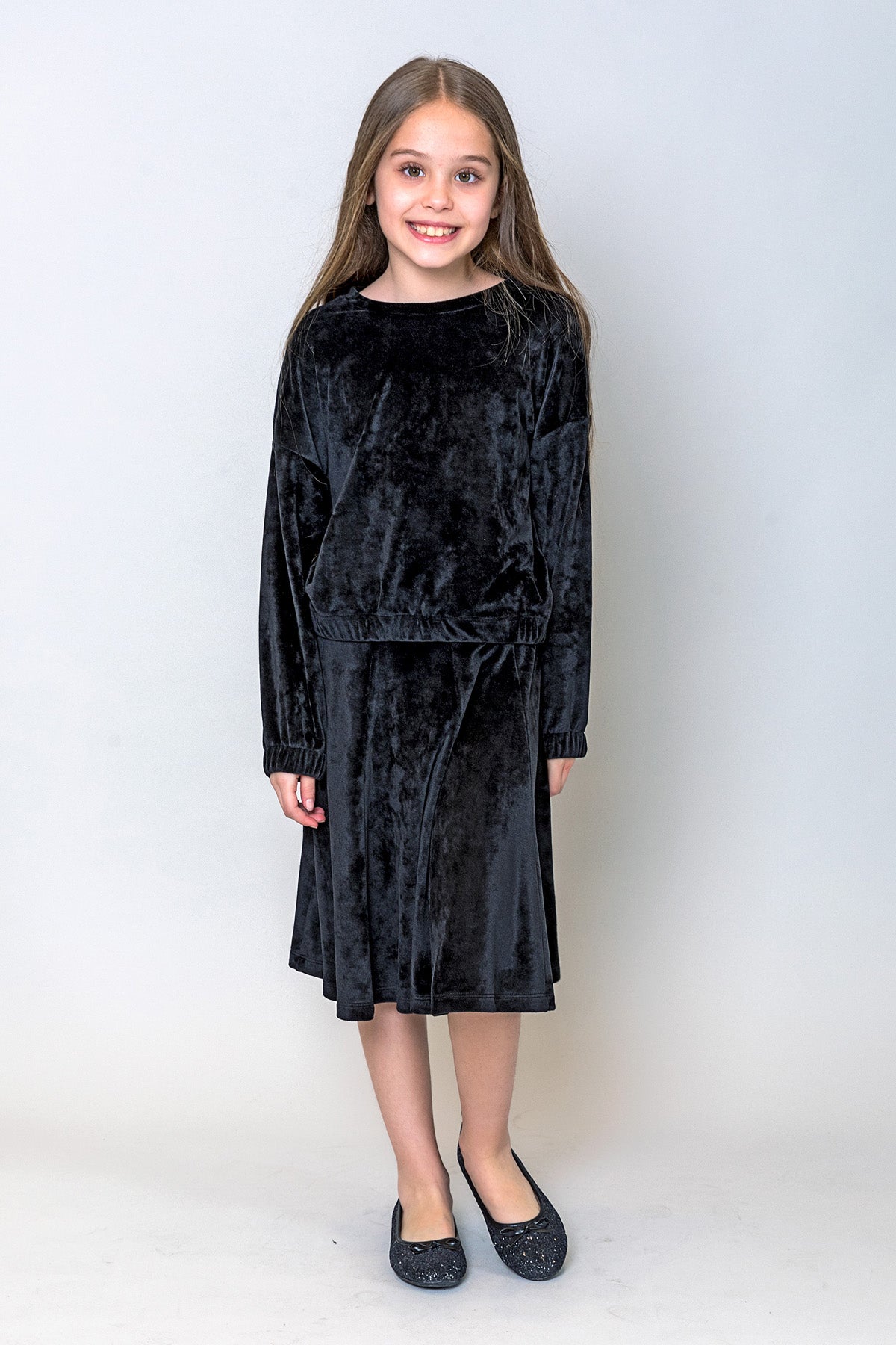 InCity Kids Kız Çocuk Volanlı Kadife Etek