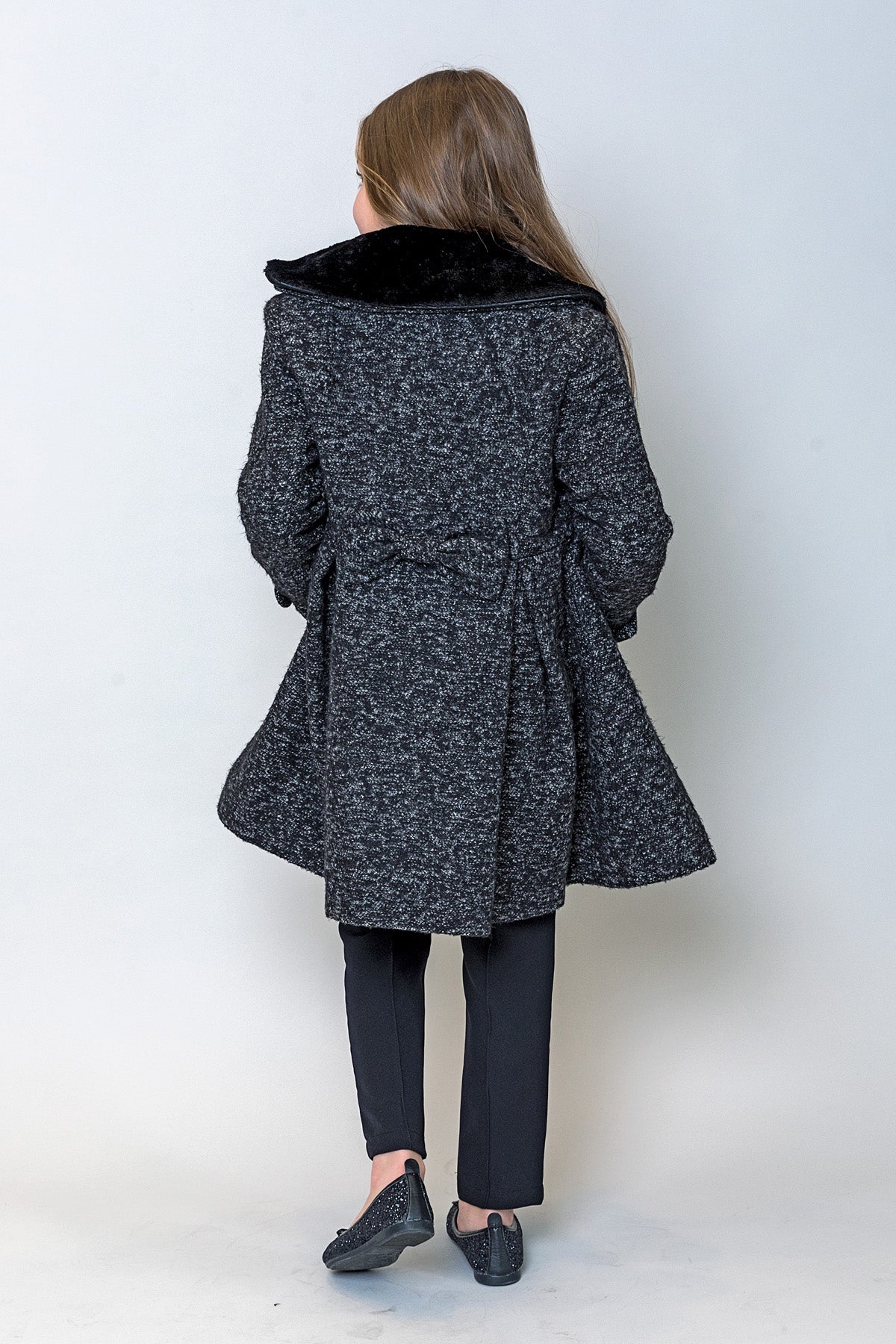 InCity Kids Kız Çocuk Yün Yakası Peluş Detaylı Kaban