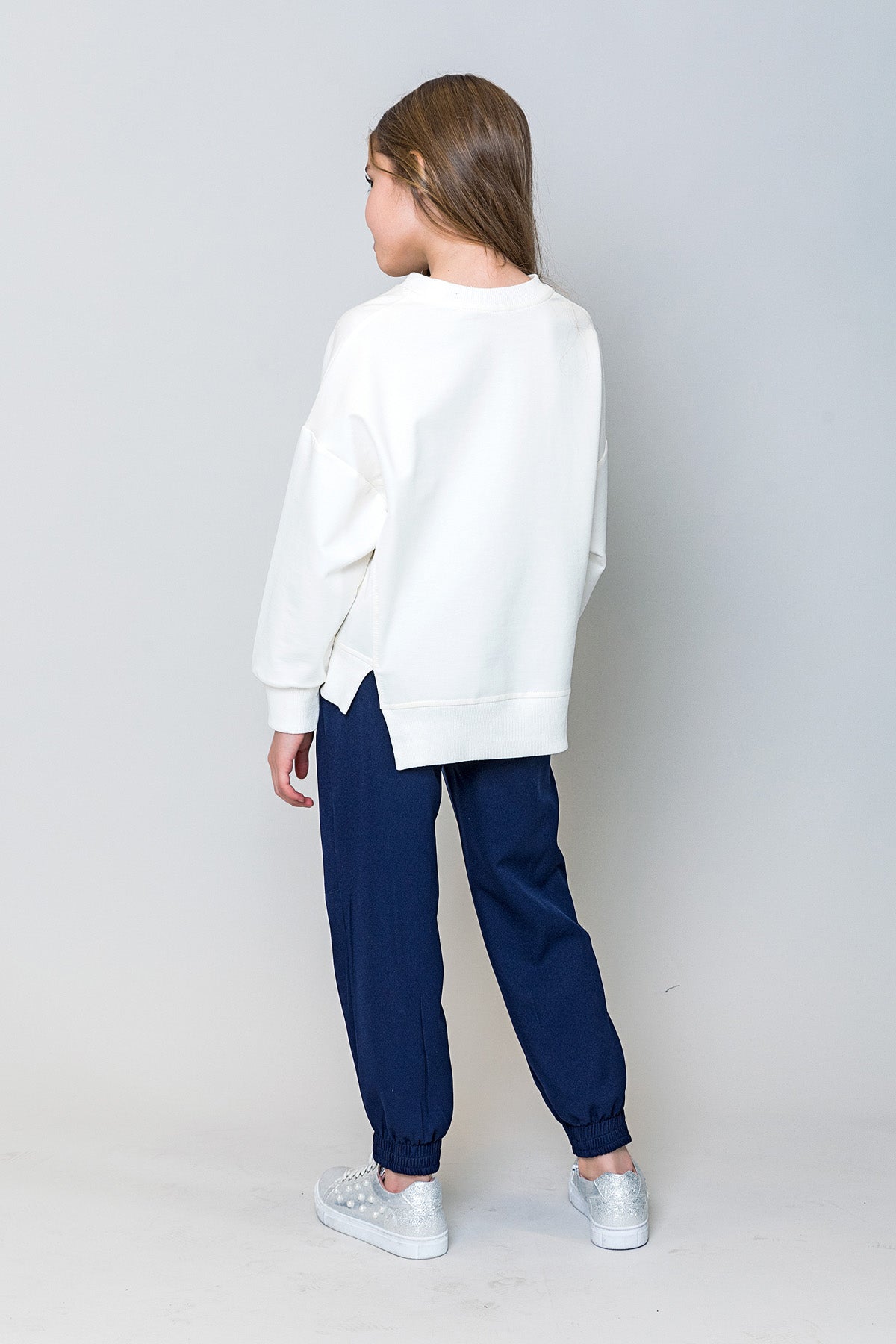 InCity Kids Kız Çocuk Oversize Kesim Take Time Ekru Sweatshirt