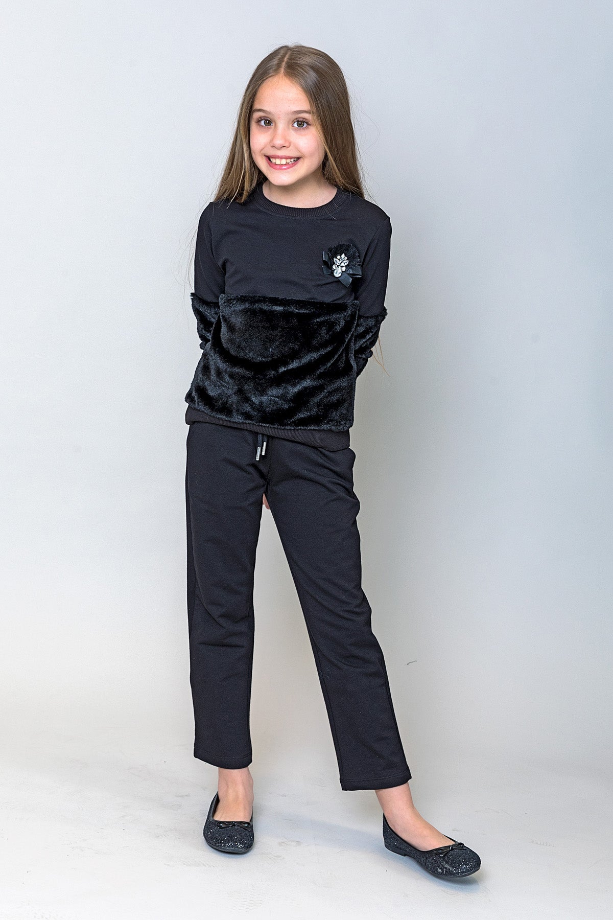 InCity Kids Kız Çocuk Yarım Peluş Sweatshirt