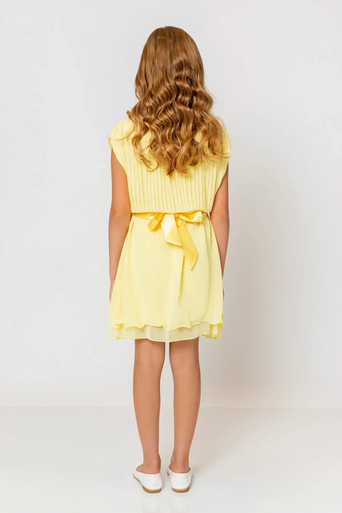 InCity Kids Girls Round Neck Belted Pleated Fashion Dress InCity Boys & Girls