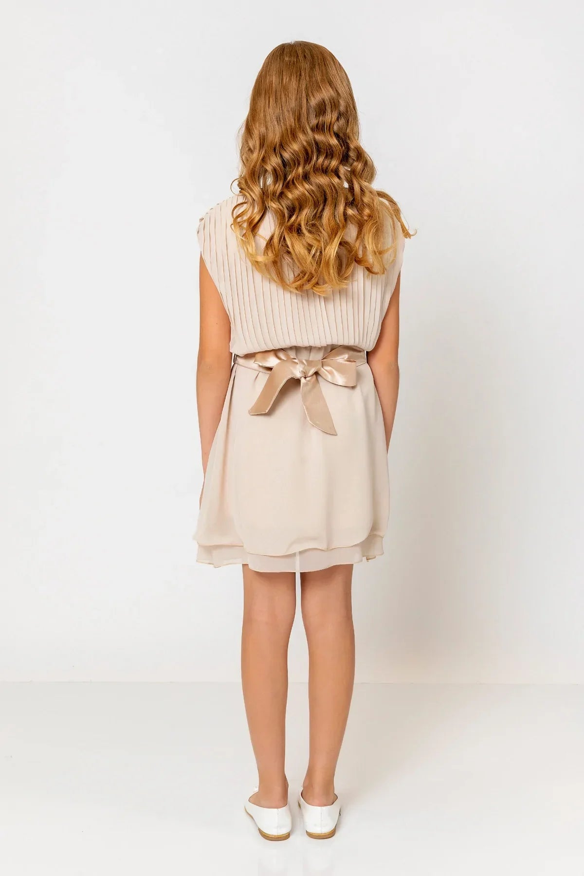 InCity Kids Girls Round Neck Belted Pleated Fashion Dress InCity Boys & Girls