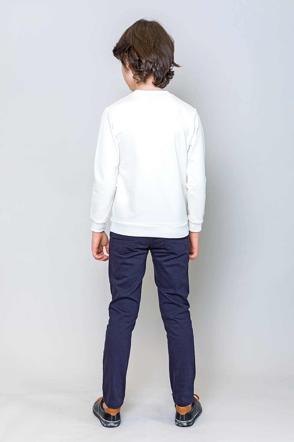 InCity Kids Erkek Çocuk Gülen Pizza Dilim Nakışlı Ekru Sweatshirt