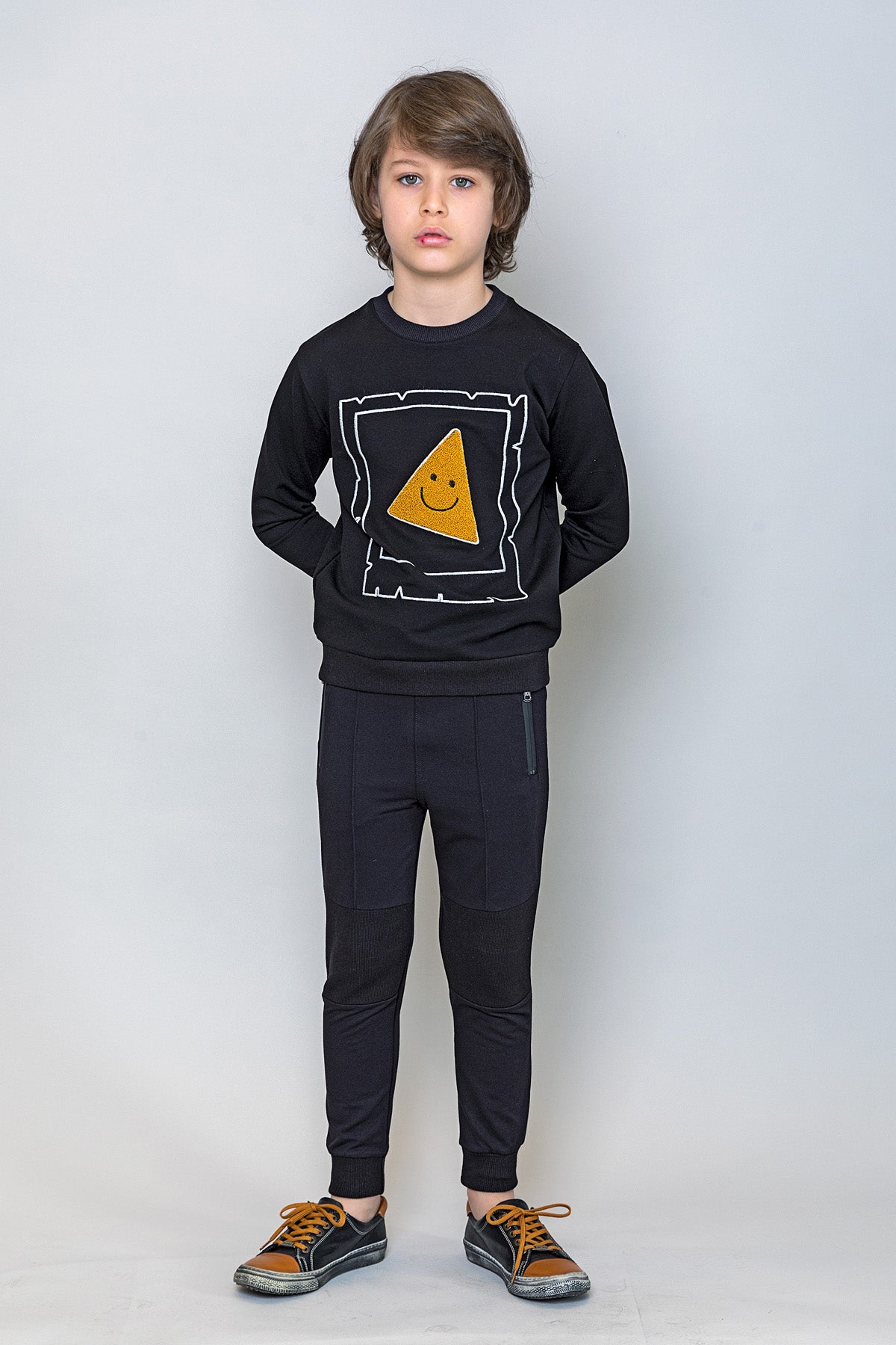 InCity Kids Erkek Çocuk Gülen Pizza Dilim Nakışlı Sweatshirt