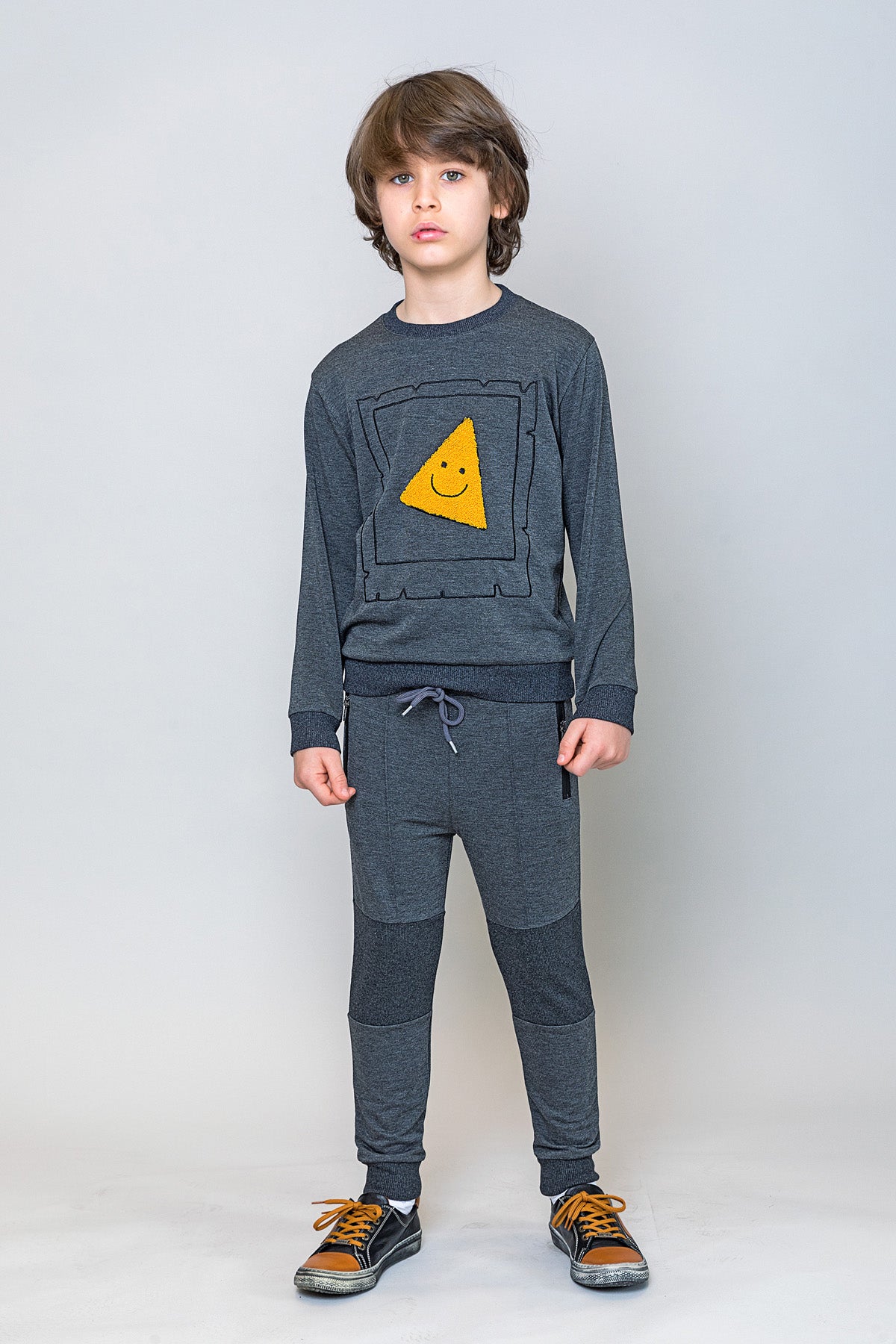 InCity Kids Erkek Çocuk Gülen Pizza Dilim Nakışlı Sweatshirt