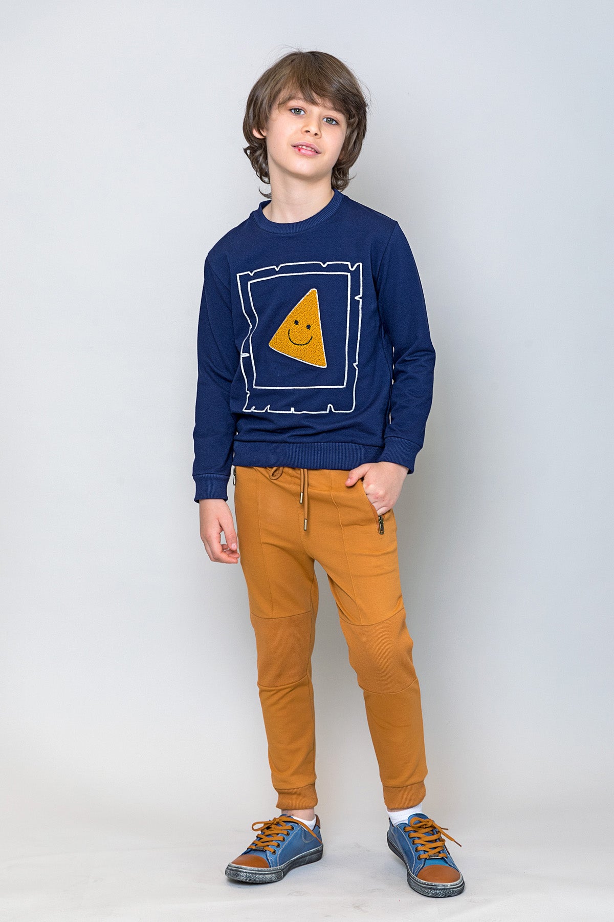 InCity Kids Erkek Çocuk Gülen Pizza Dilim Nakışlı Sweatshirt