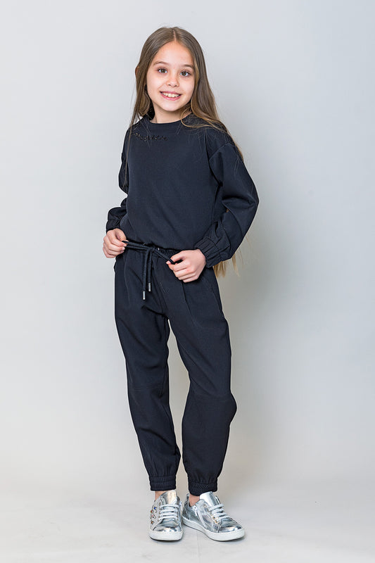 InCity Kids Kız Çocuk Uzun Kollu Amore Pul Detaylı Bluz