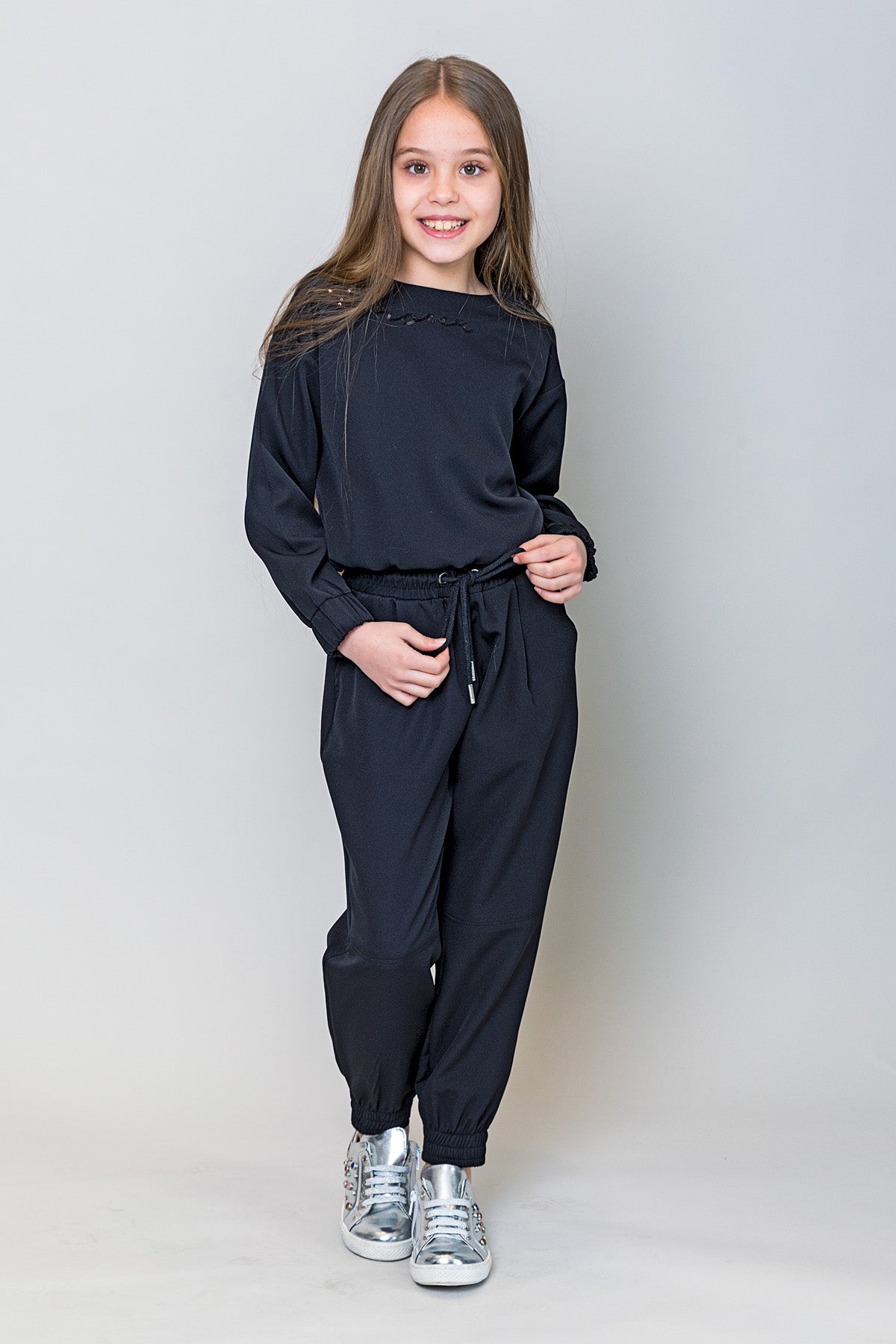 InCity Kids Kız Çocuk Uzun Kollu Amore Pul Detaylı Bluz